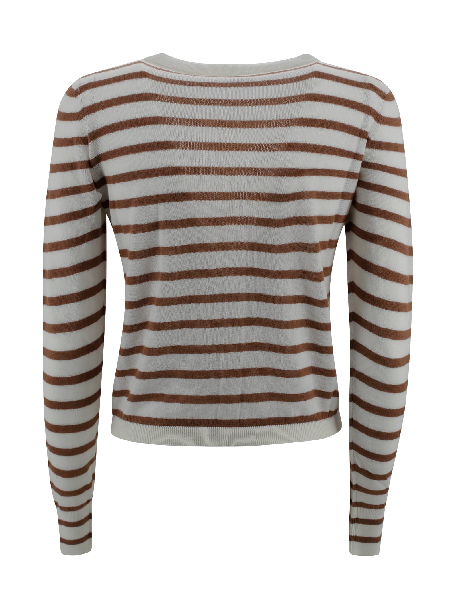 Be You Striped Cashmere Cardigan In Bianco