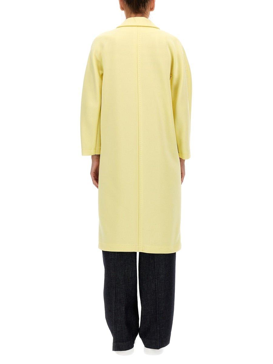 Shop Max Mara Double-breasted Long-sleeved Coat In Yellow