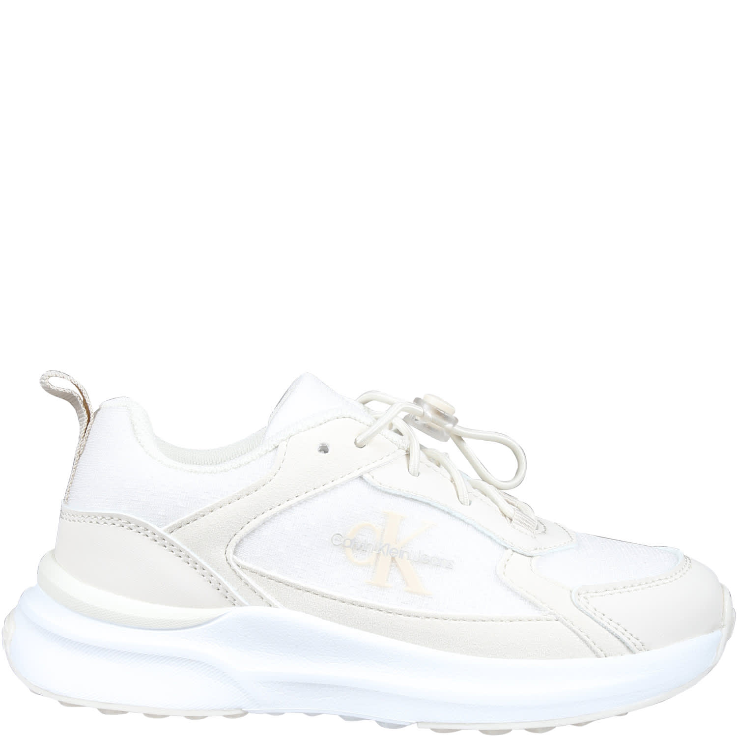 Shop Calvin Klein Beige Sneakers For Girl With Logo In Pink