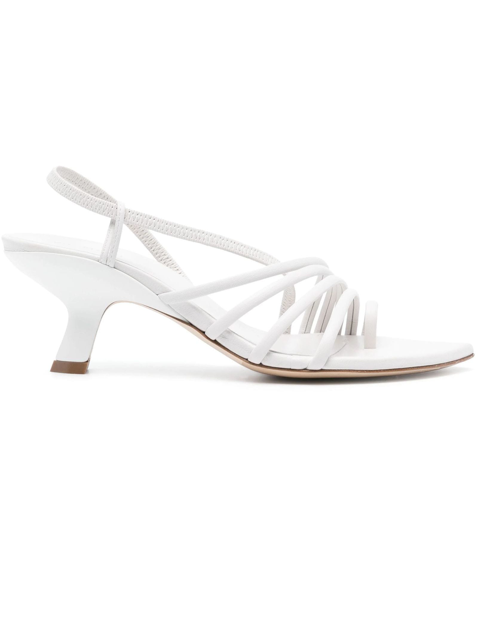 Vic Matie Slash Sandals In Soft White Nappa