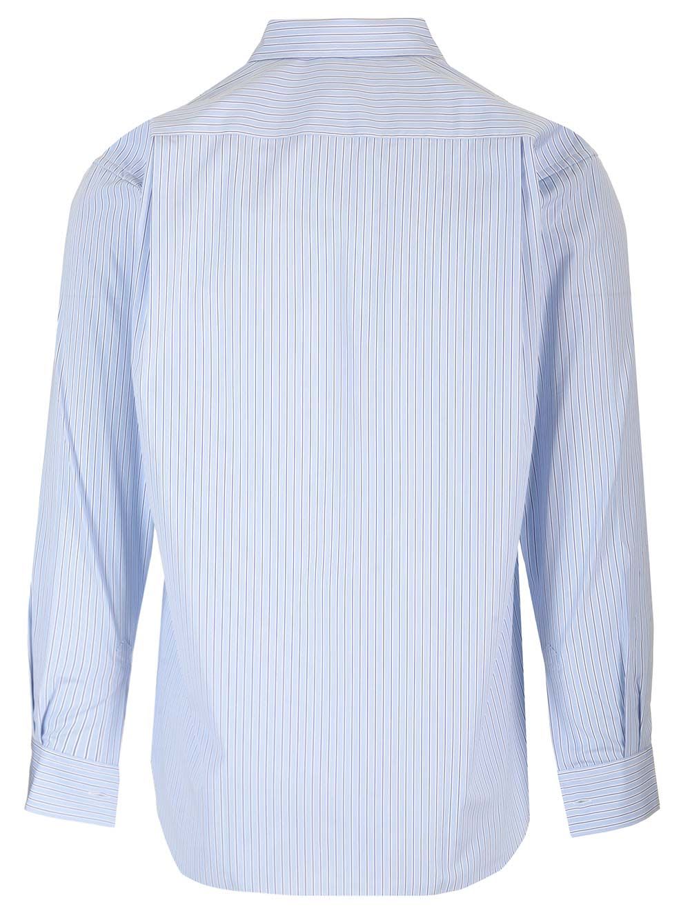 Shop Comme Des Garçons Shirt Striped Cotton Shirt In Light Blue