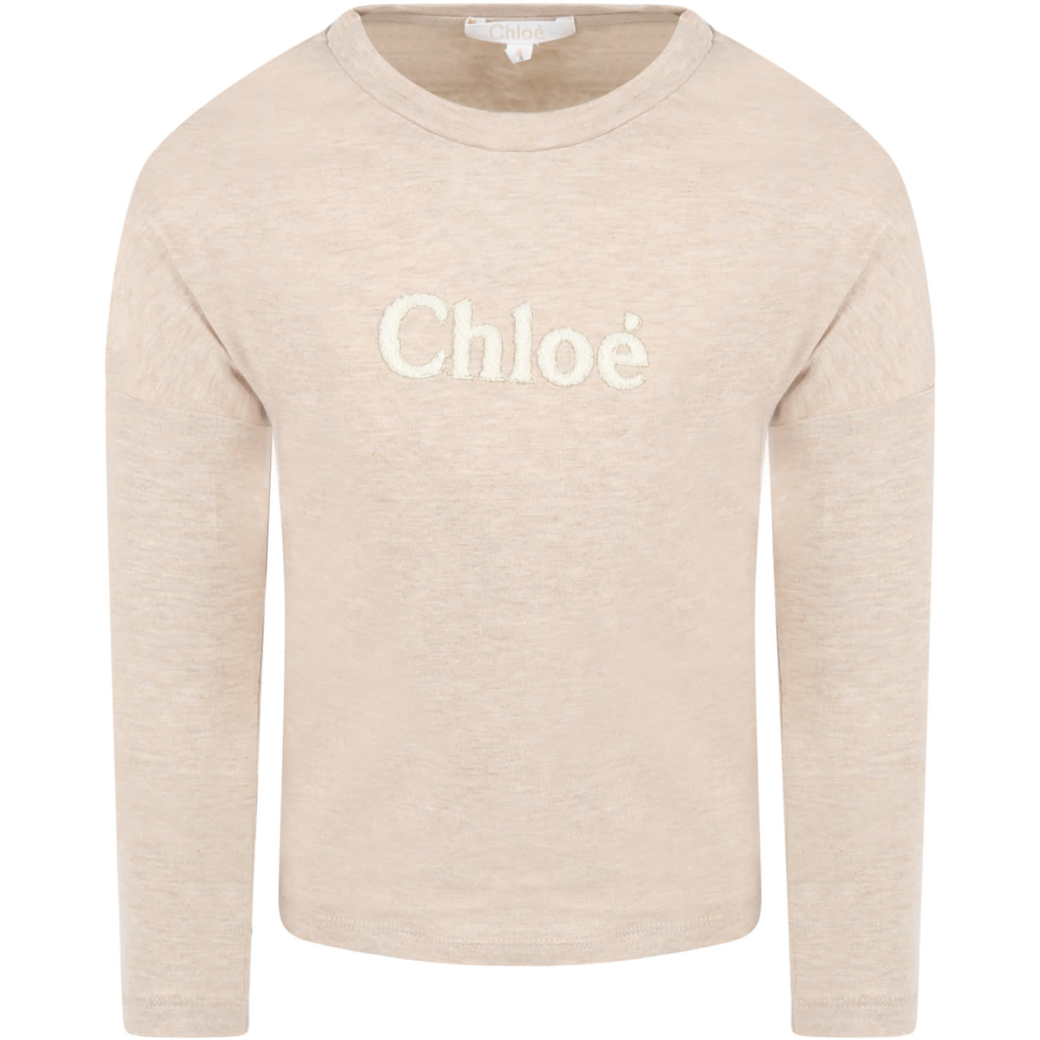 Chloé Biege T-shirt For Girl With Logo