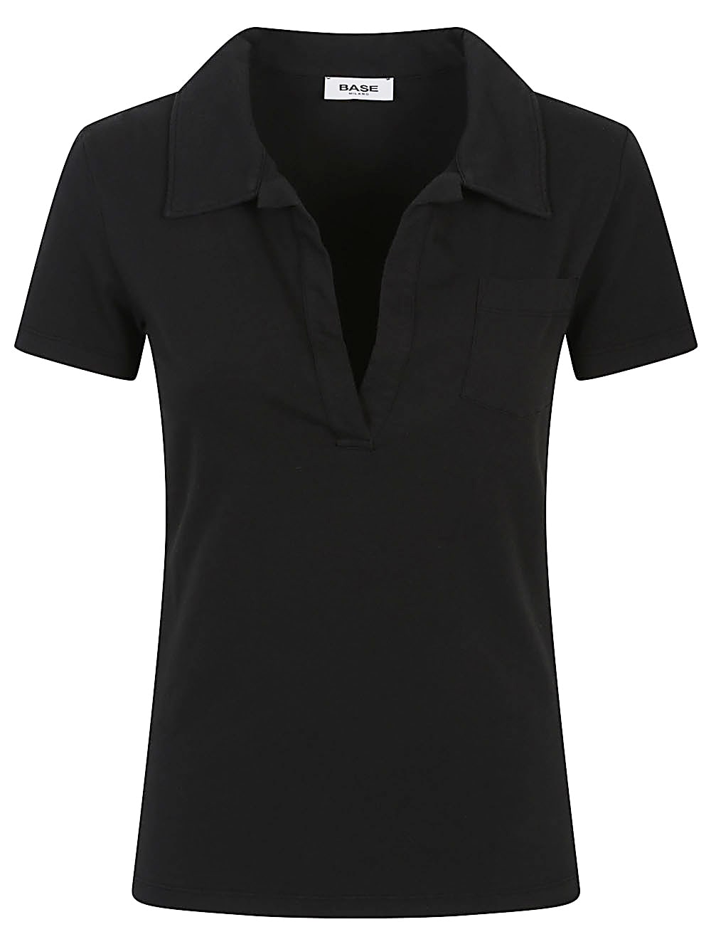 Base Patch-pocket Polo-collar T-shirt In Black