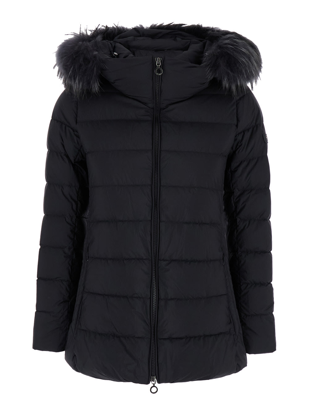 Shop Tatras Oslava Black Hooded Down Jacket With Zip In Nylon Woman