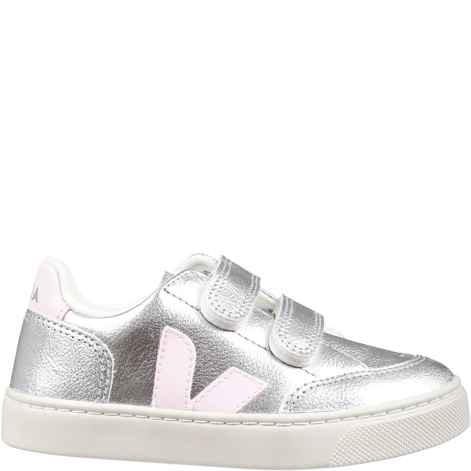 Veja Kids' Silver Sneakers For Girl With Logo