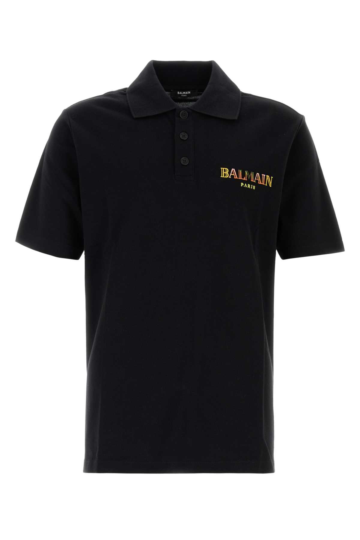 Shop Balmain Black Piquet Polo Shirt In Noirmultico