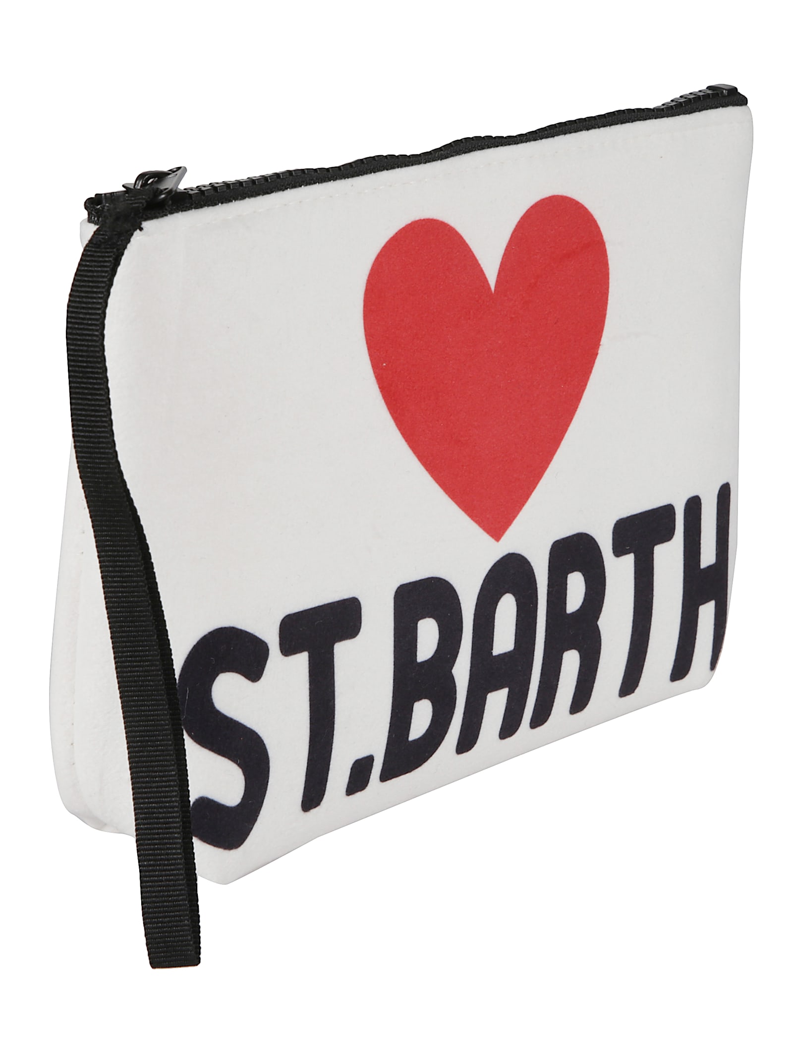 Mc2 Saint Barth Heart Print Clutch Bag With Wrist Strap In White