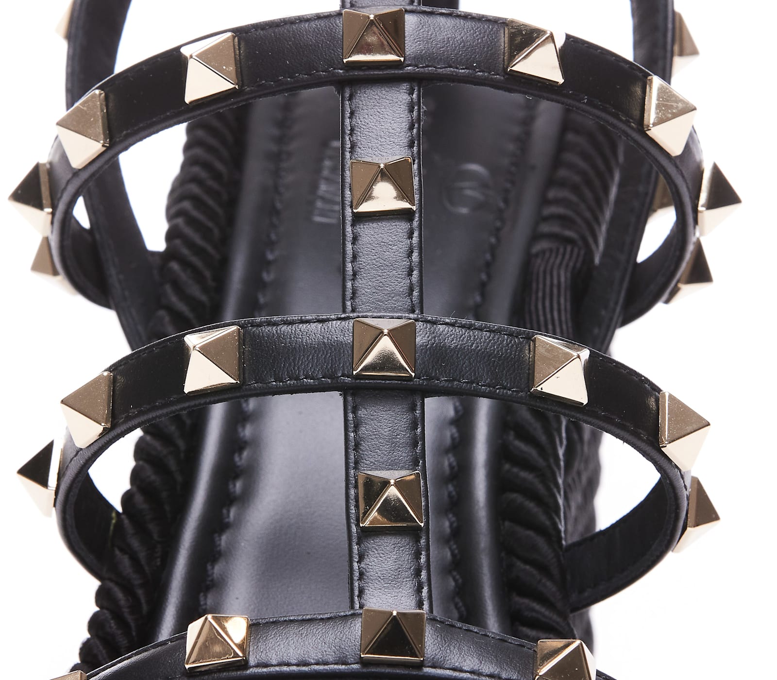 Valentino Rockstud Ankle Strap Wedge Sandal In Calfskin Leather 95 Mm In Black