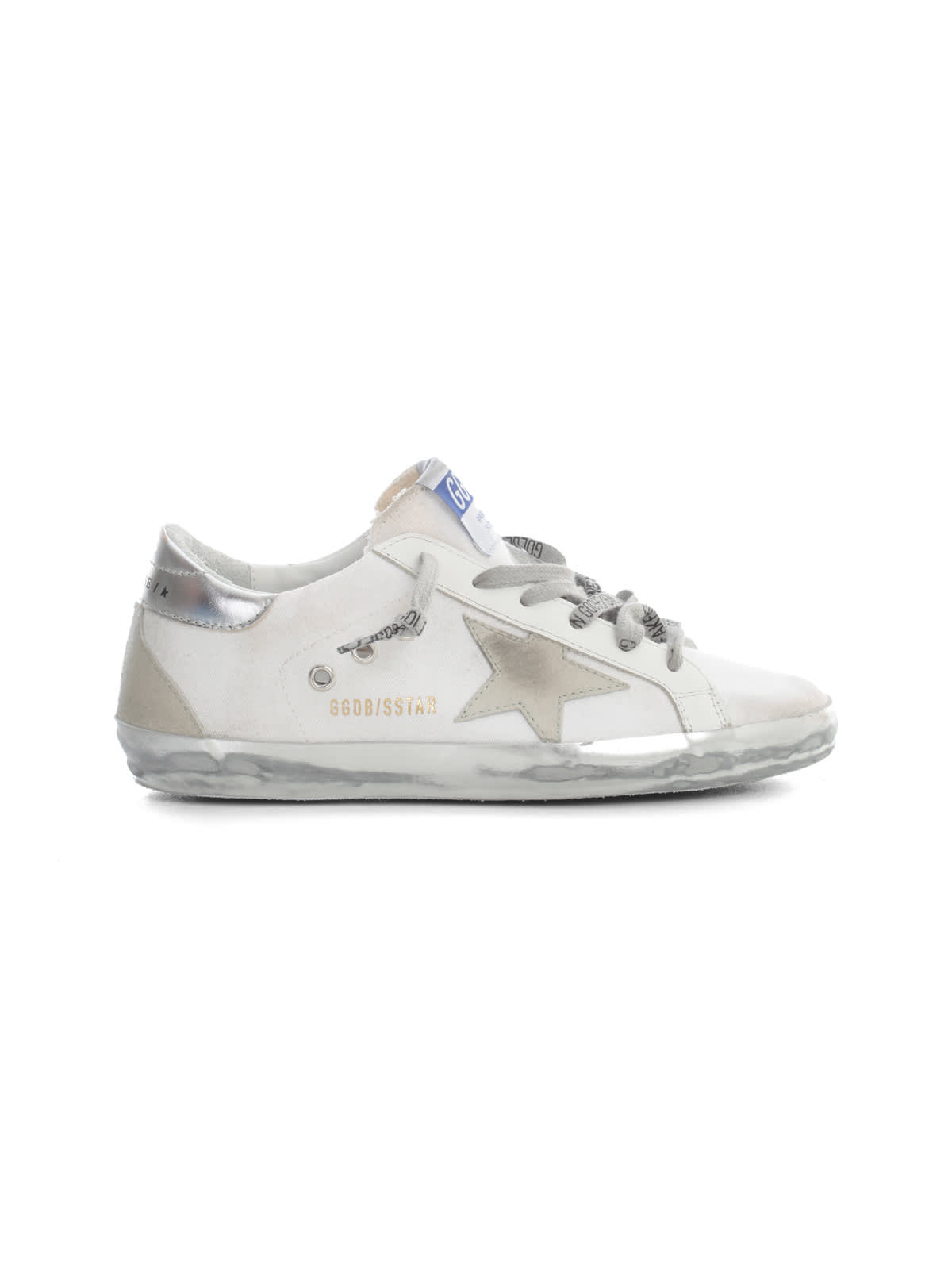 Buy Golden Goose Super-star Canvas Upper Suede Star And Spur Laminated Heel Sparkle online, shop Golden Goose shoes with free shipping