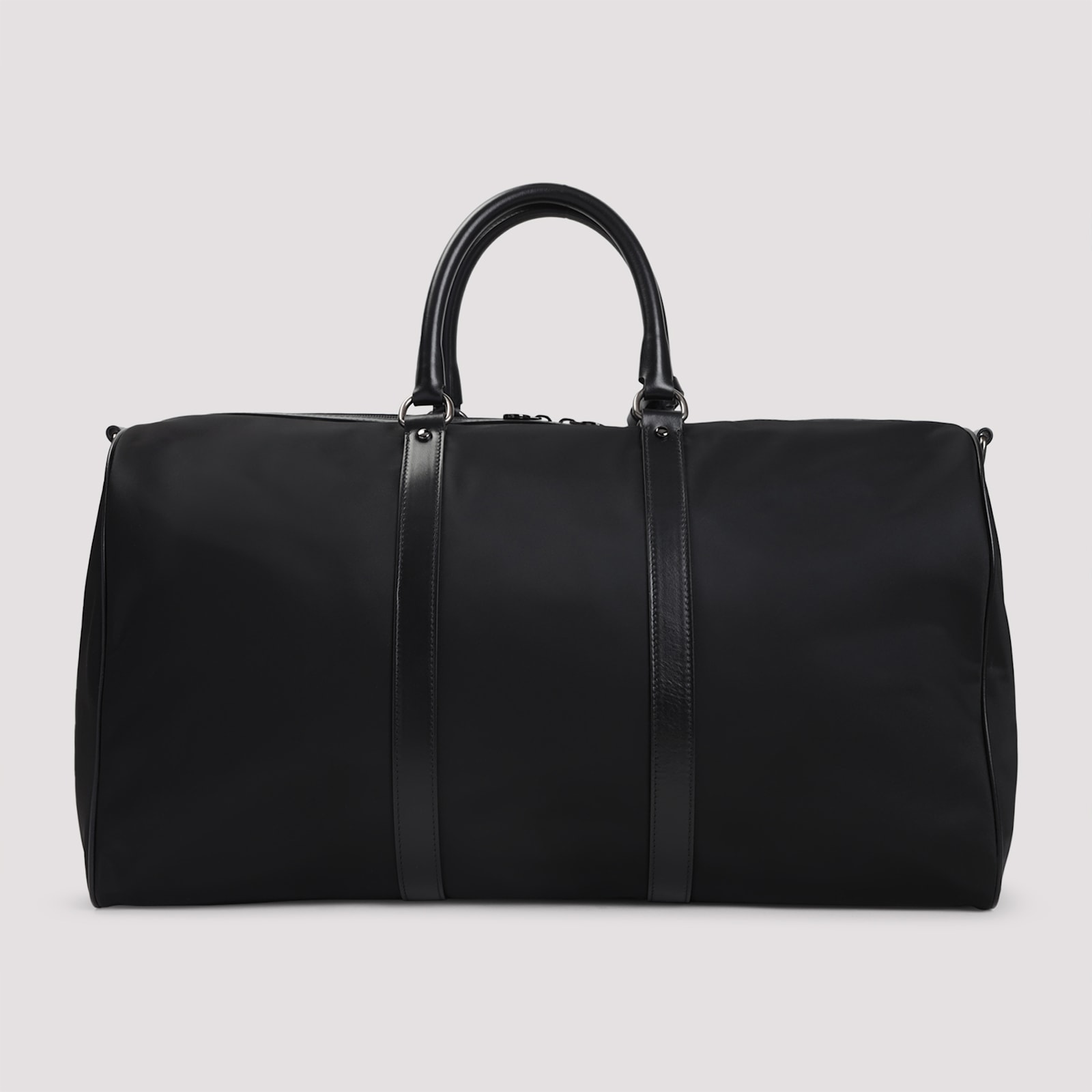 Kiton Nylon Duffle Bag With Leather Inserts In Black