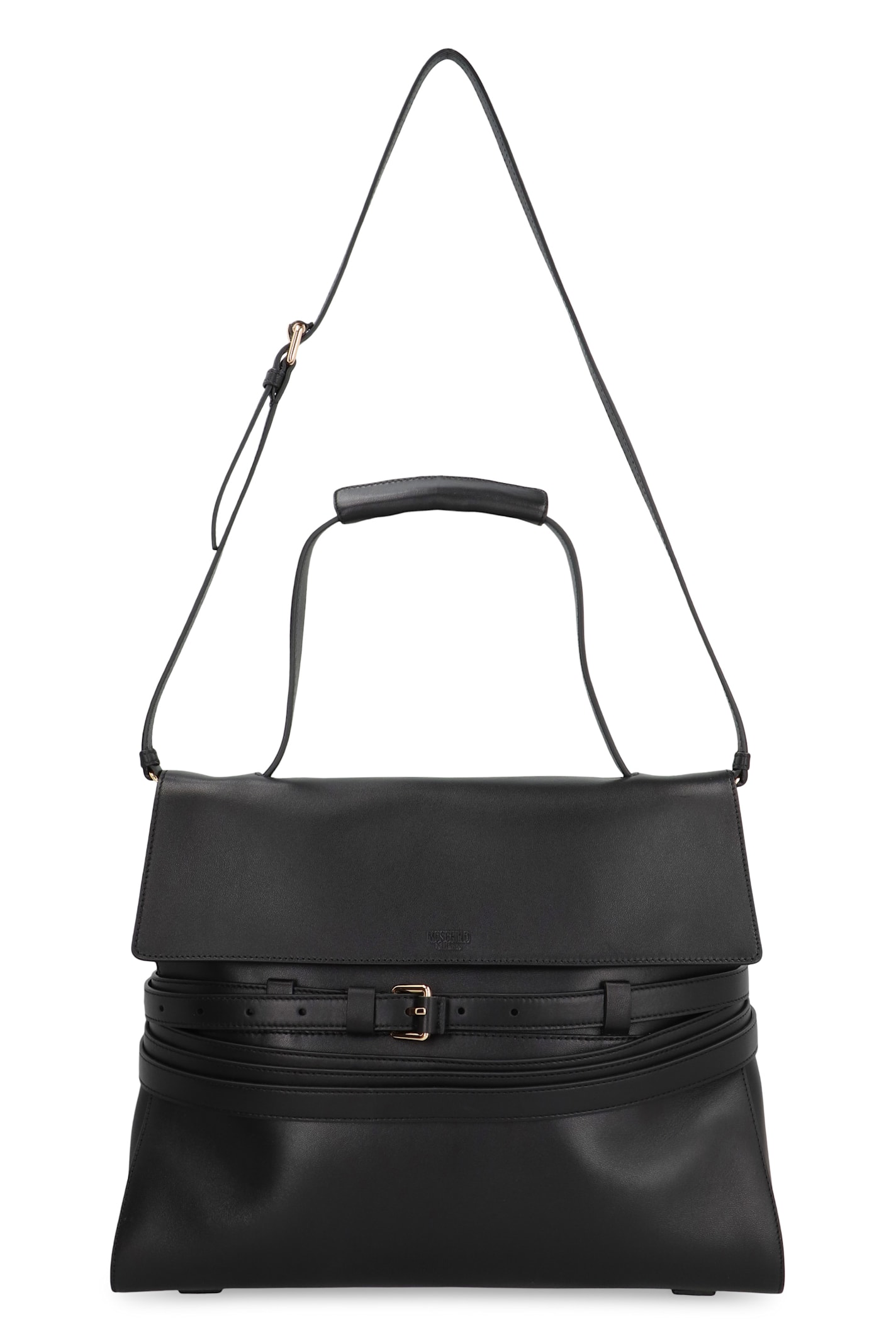 Moschino Couture Black Leather Medium Tie Me Handbag In Black