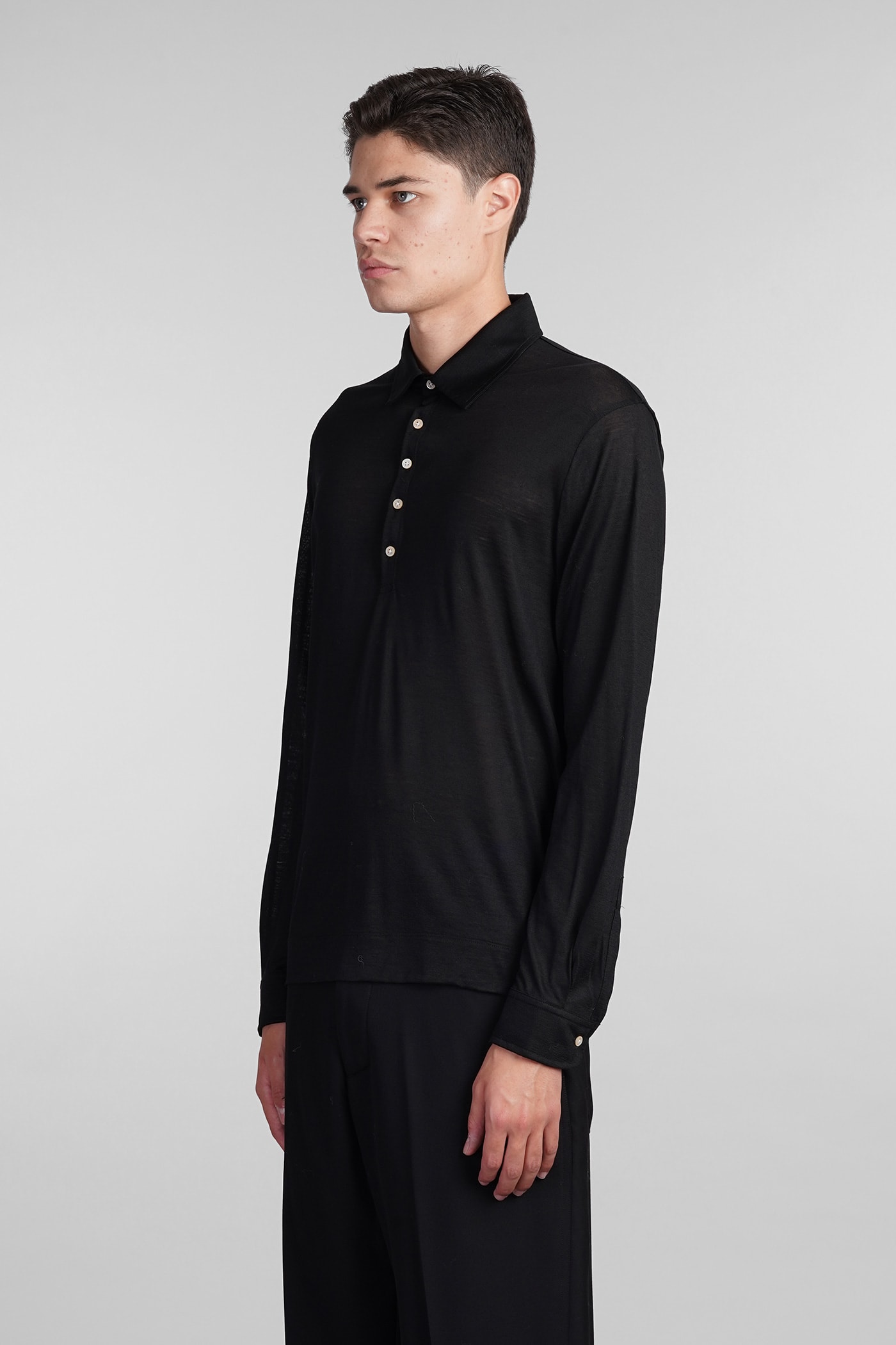 MASSIMO ALBA ISCHIA POLO IN BLACK WOOL 