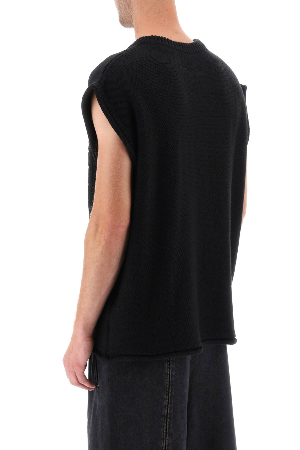 Shop Mm6 Maison Margiela Wool Vest With Embossed Numeric Logo In Black (black)