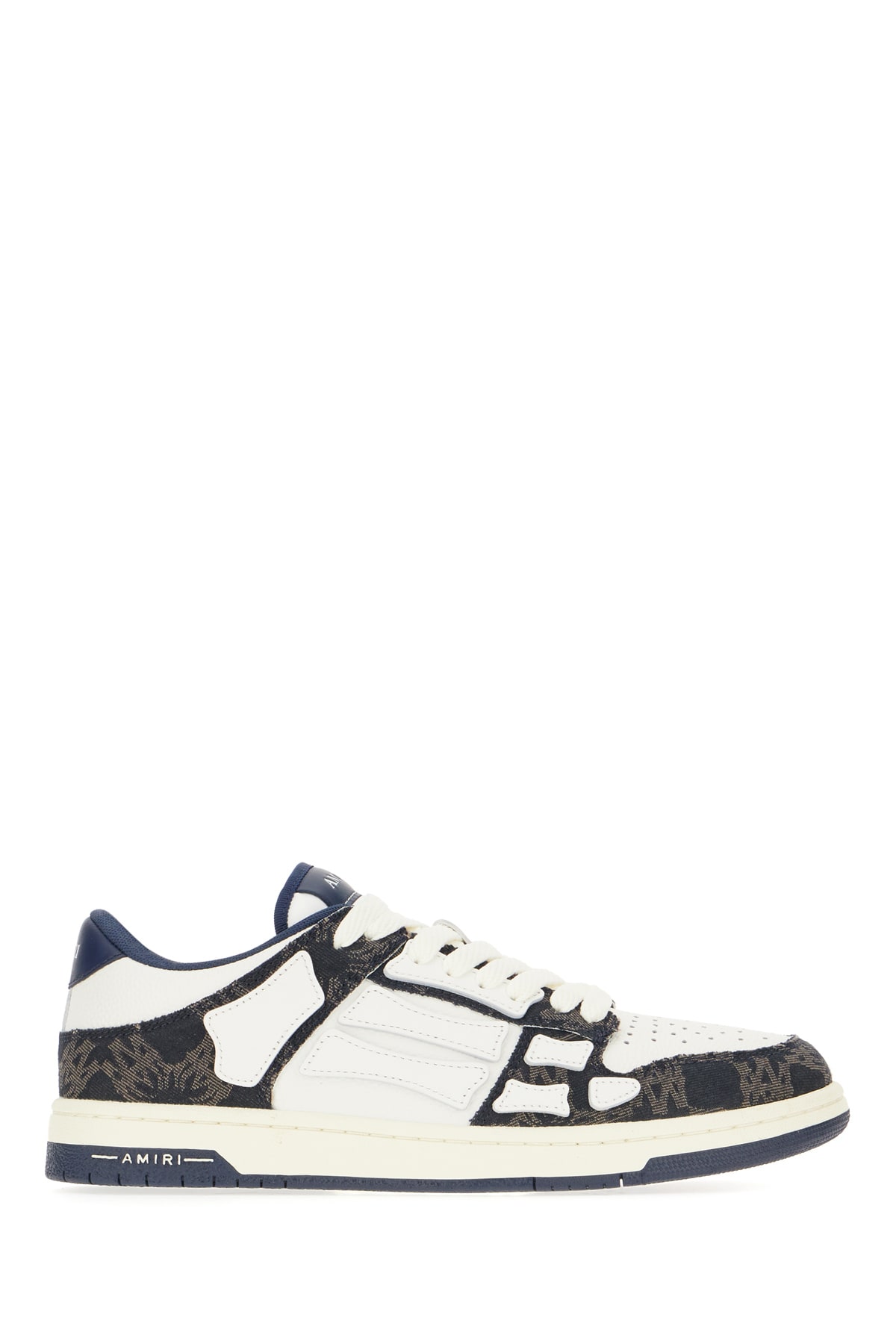 Amiri Multicolor Leather And Fabric Bandana Denim Skel Sneakers In Midnight Indigo