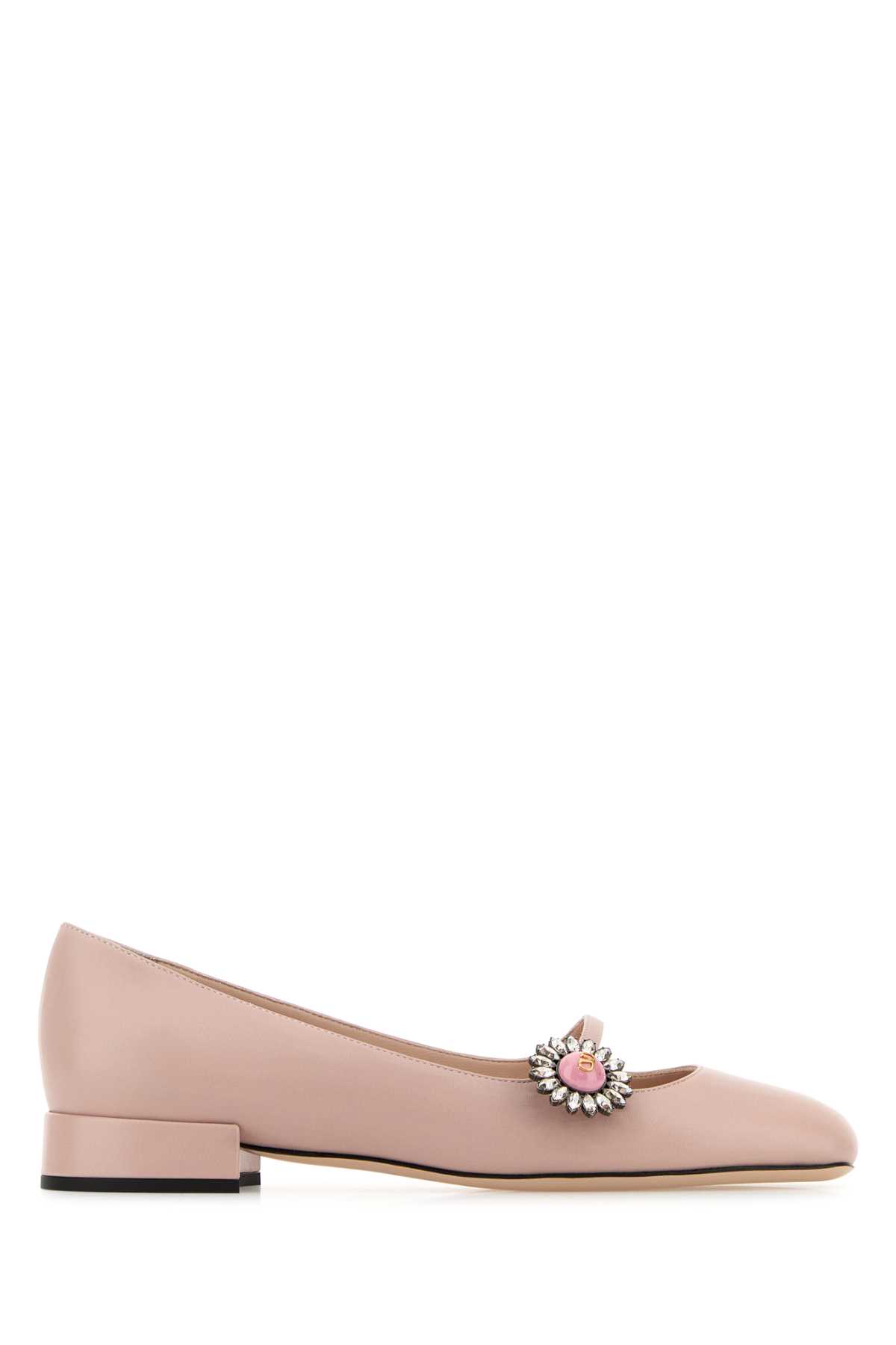 Pastel Pink Leather Mary-jane Valentino Garavani Preshoes Ballerinas