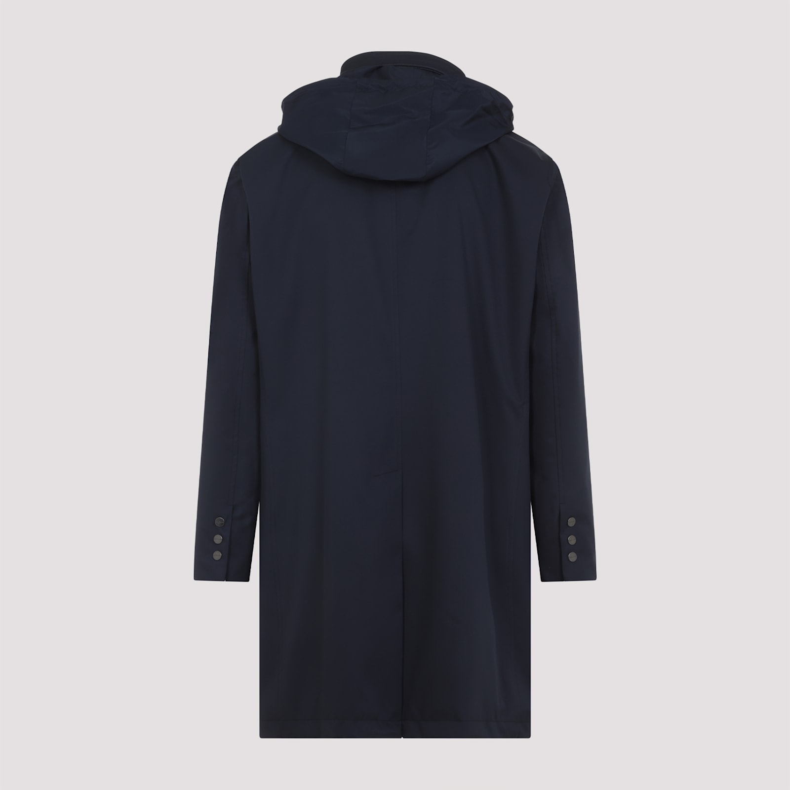 Kiton Polyester Coat In Blue