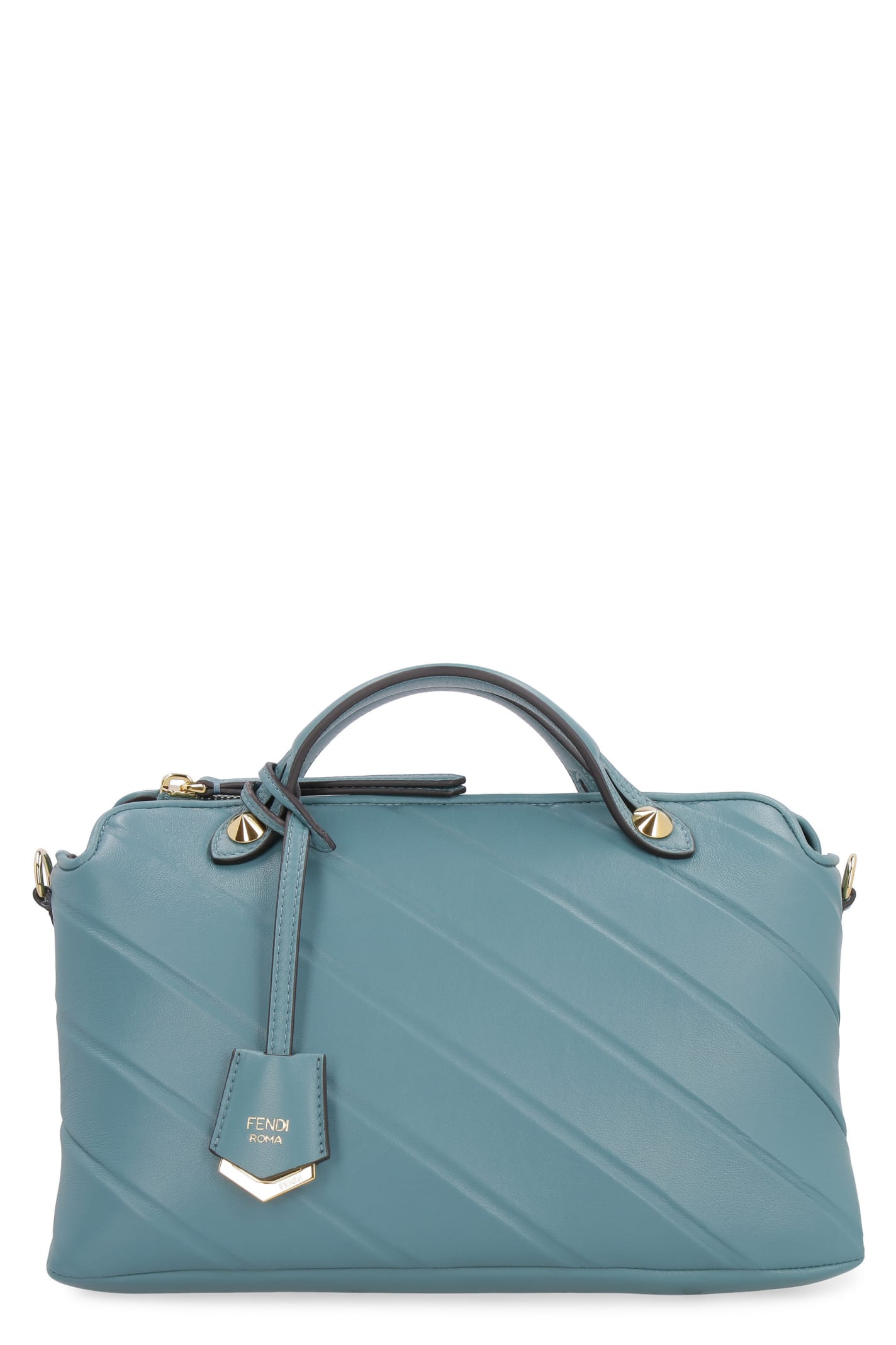 Fendi By The Way Leather Boston Bag In Green