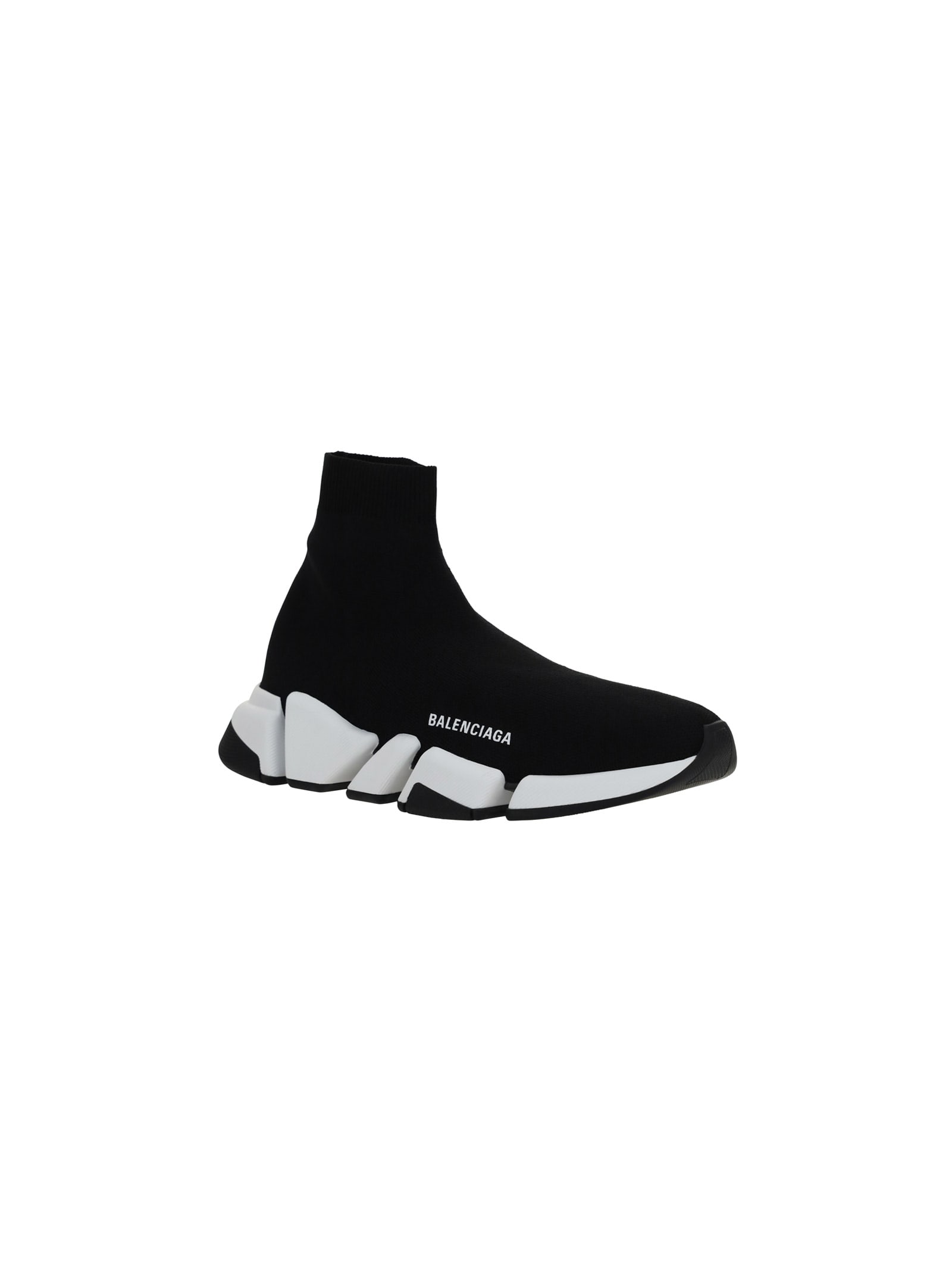 Balenciaga Speed 2.0 Logo-print Glittered Stretch-knit High-top Sneakers In Black