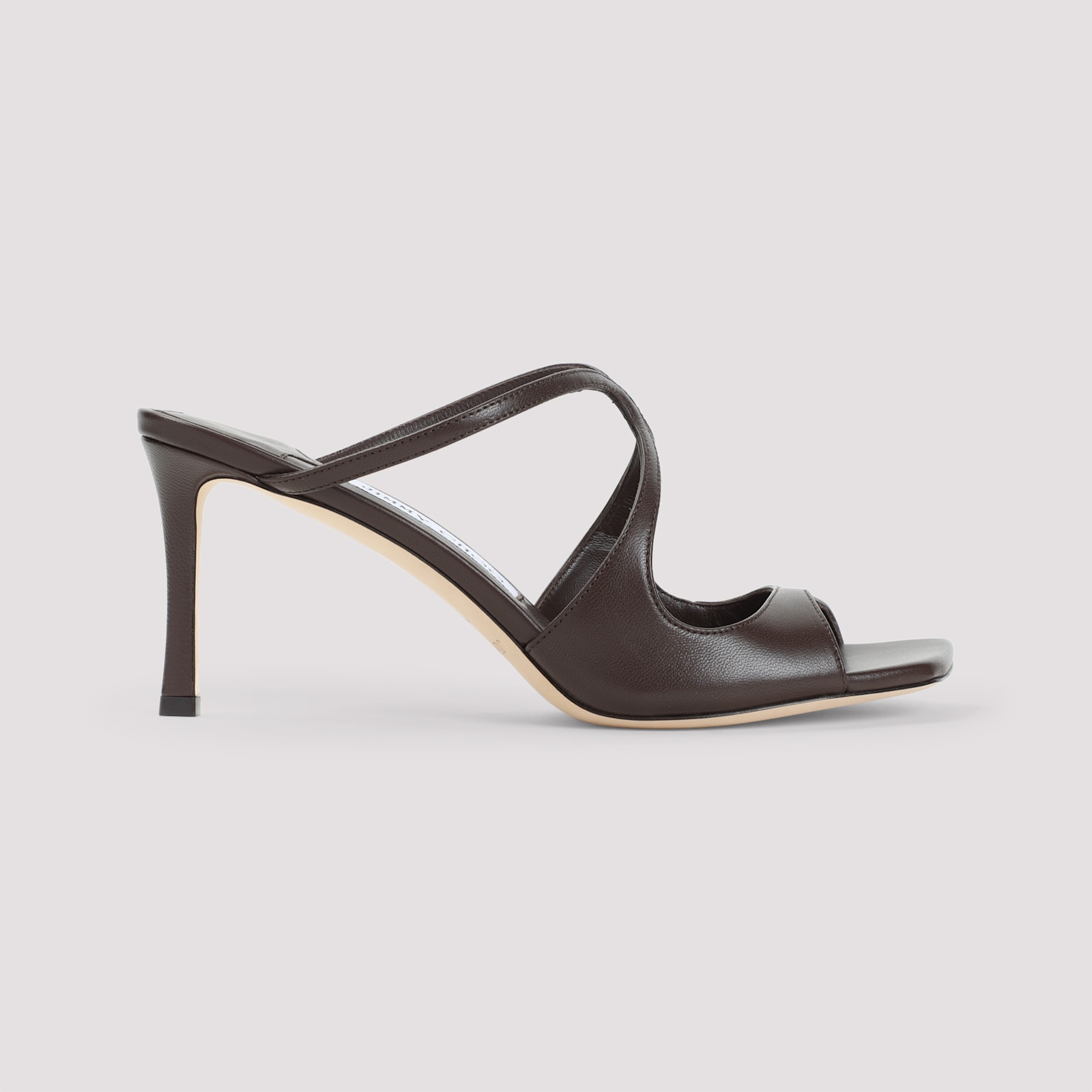 Jimmy Choo Peep-toe Brown Sandals With Crisscross Straps And Comfortable Heel In Brown