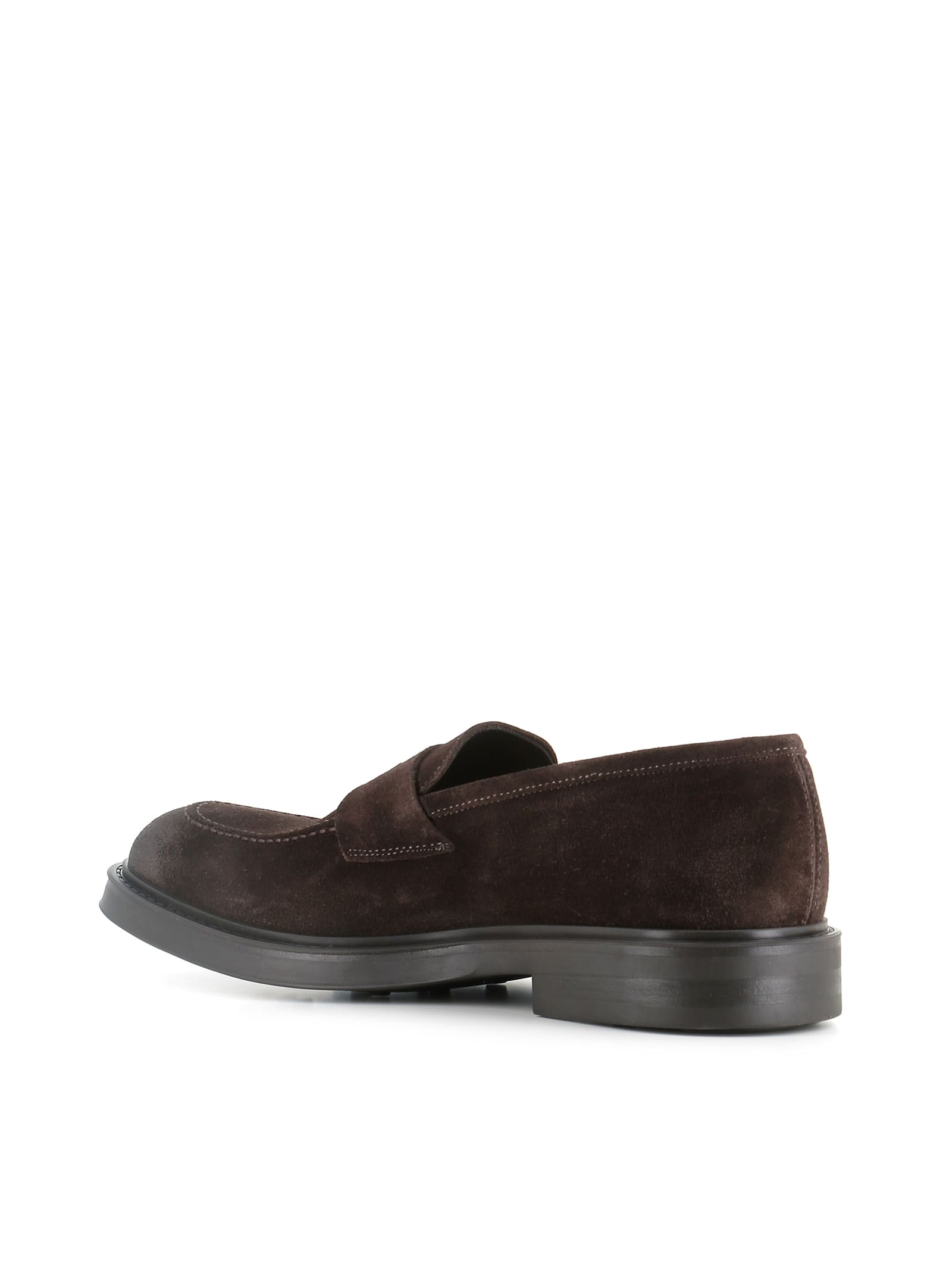 Green George Penny Suede Loafers In Brown