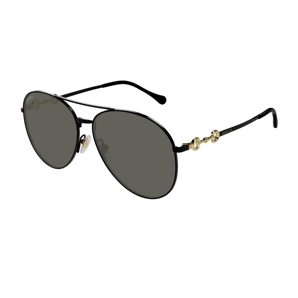 Shop Gucci Gg1698s Linea Horsebit 001 Black Grey Sunglasses In Nero