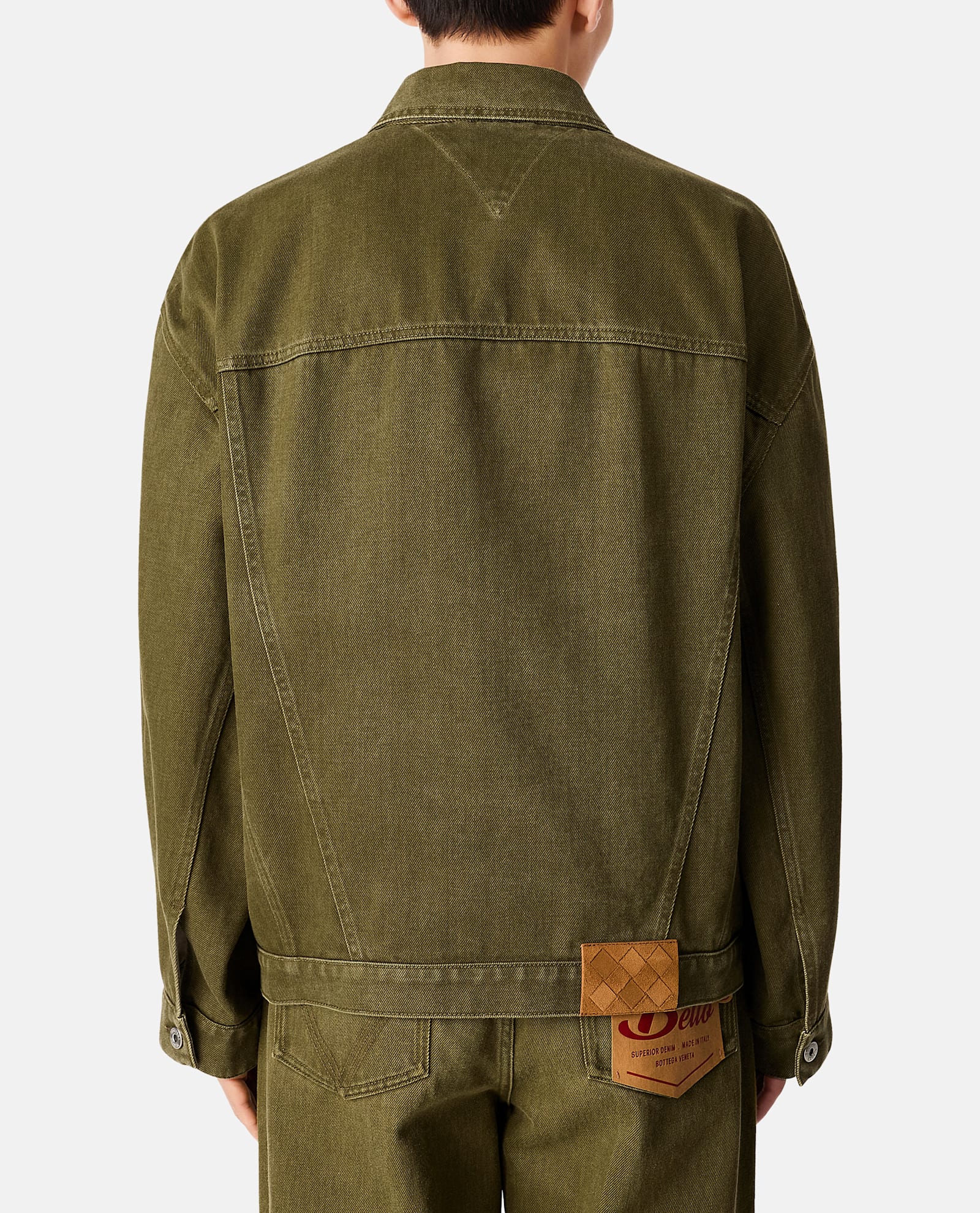 Bottega Veneta Denim Jacket With Collared Design And Pockets In Green