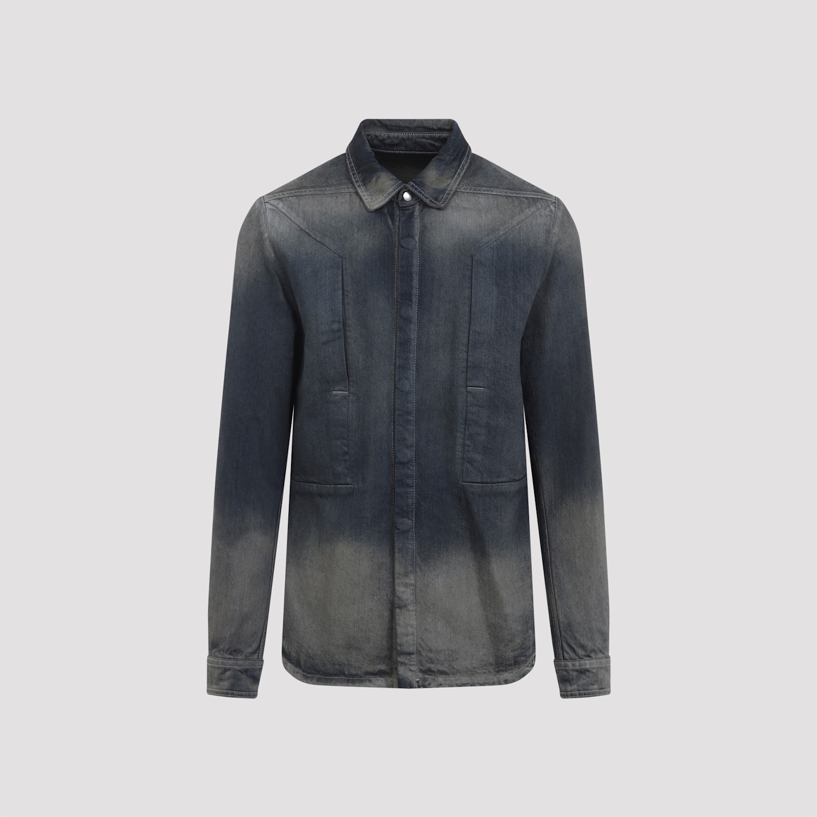 Rick Owens Fogpocket Long Sleeve Outer Shirt In Gray