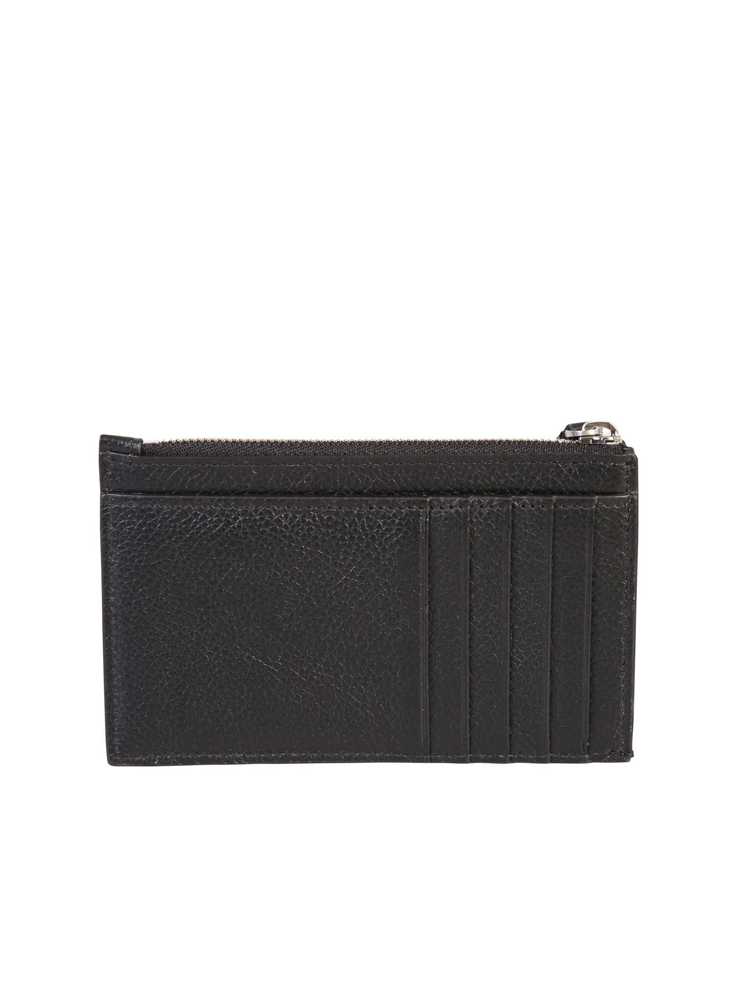 Balenciaga Black Leather Wallet With Logo In Black
