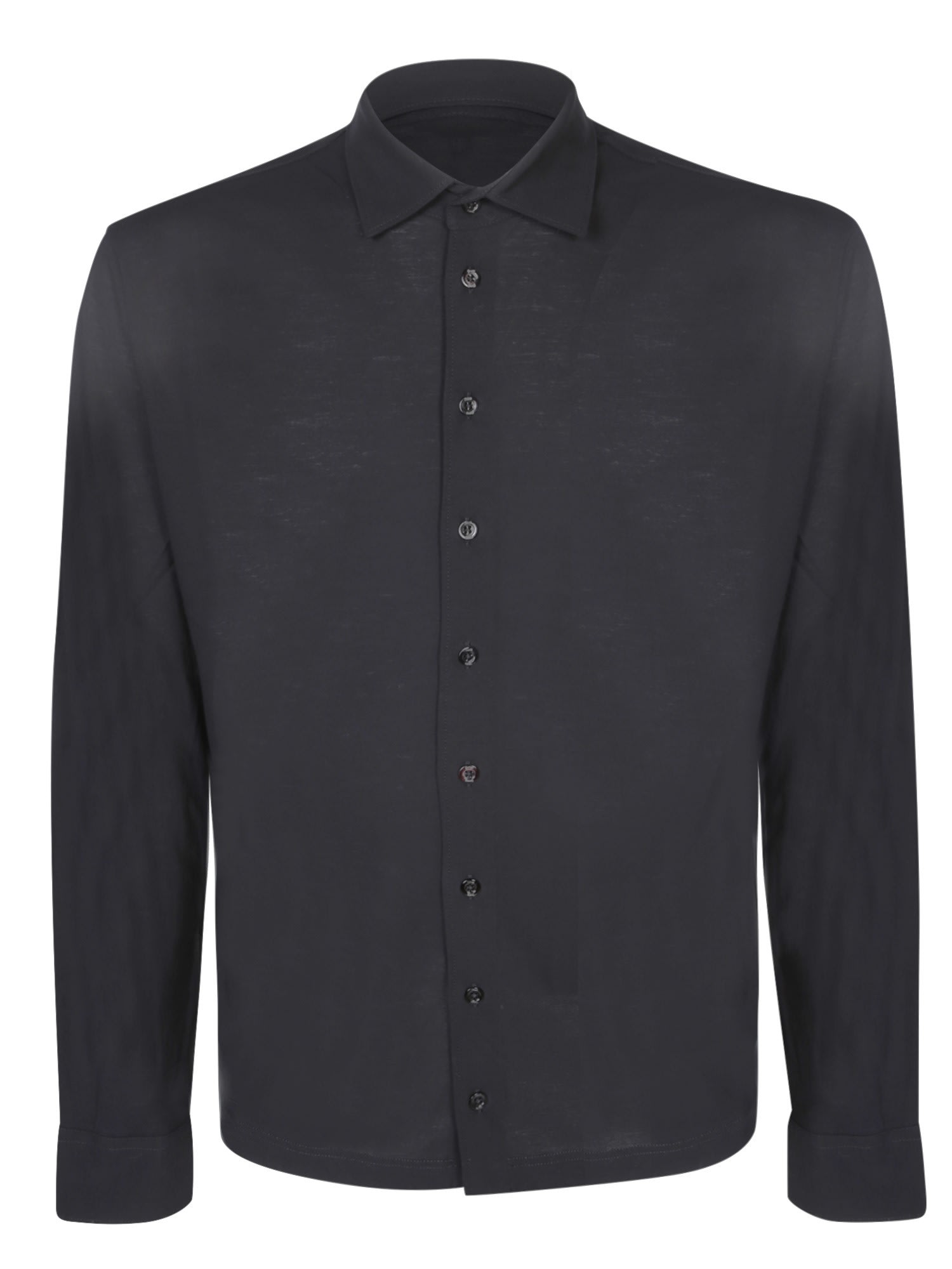 HERNO JERSEY CREPE BLACK SHIRT