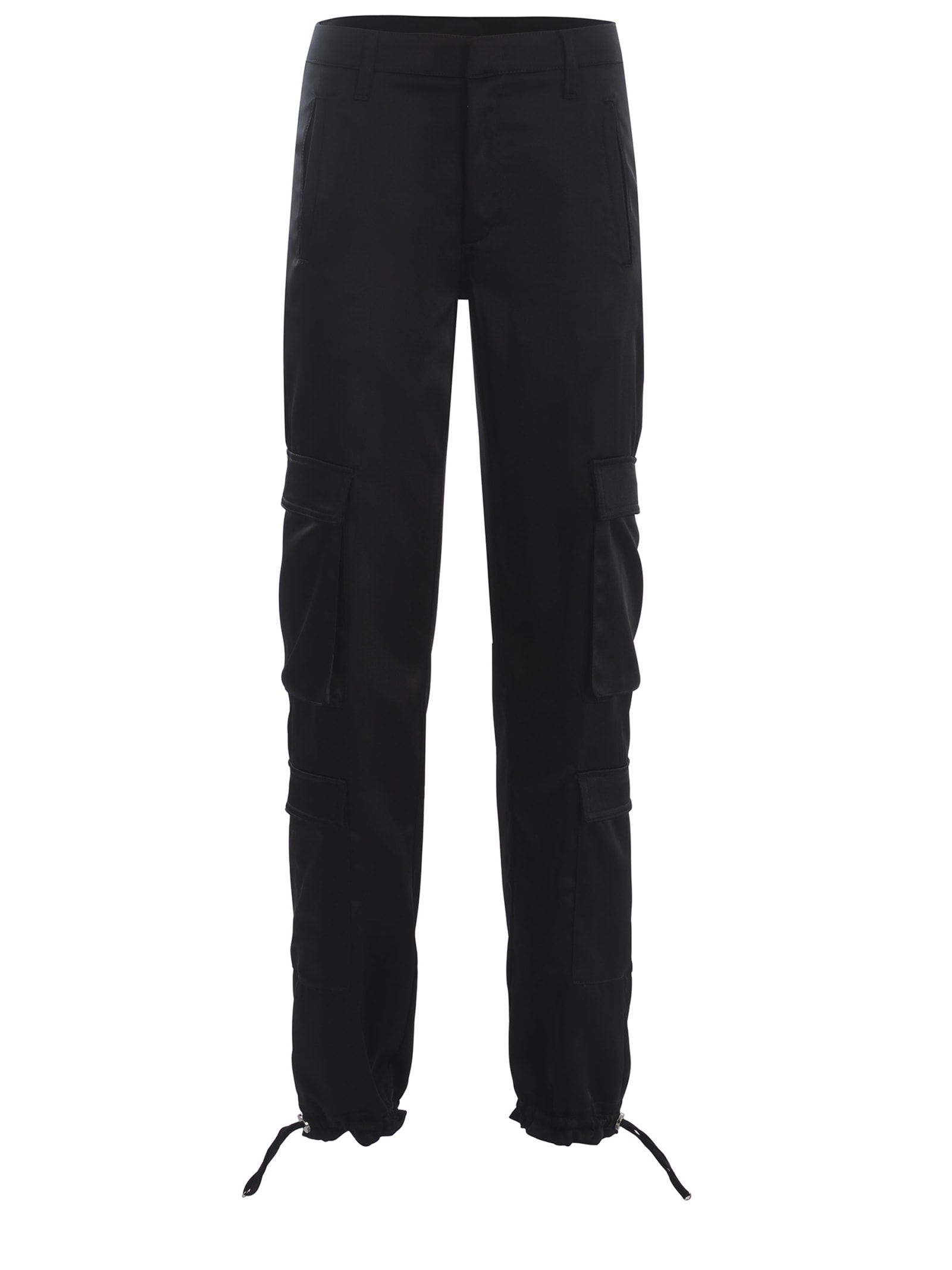 Shop Dondup Cargo Trousers  Tori Made Of Satin In Nero