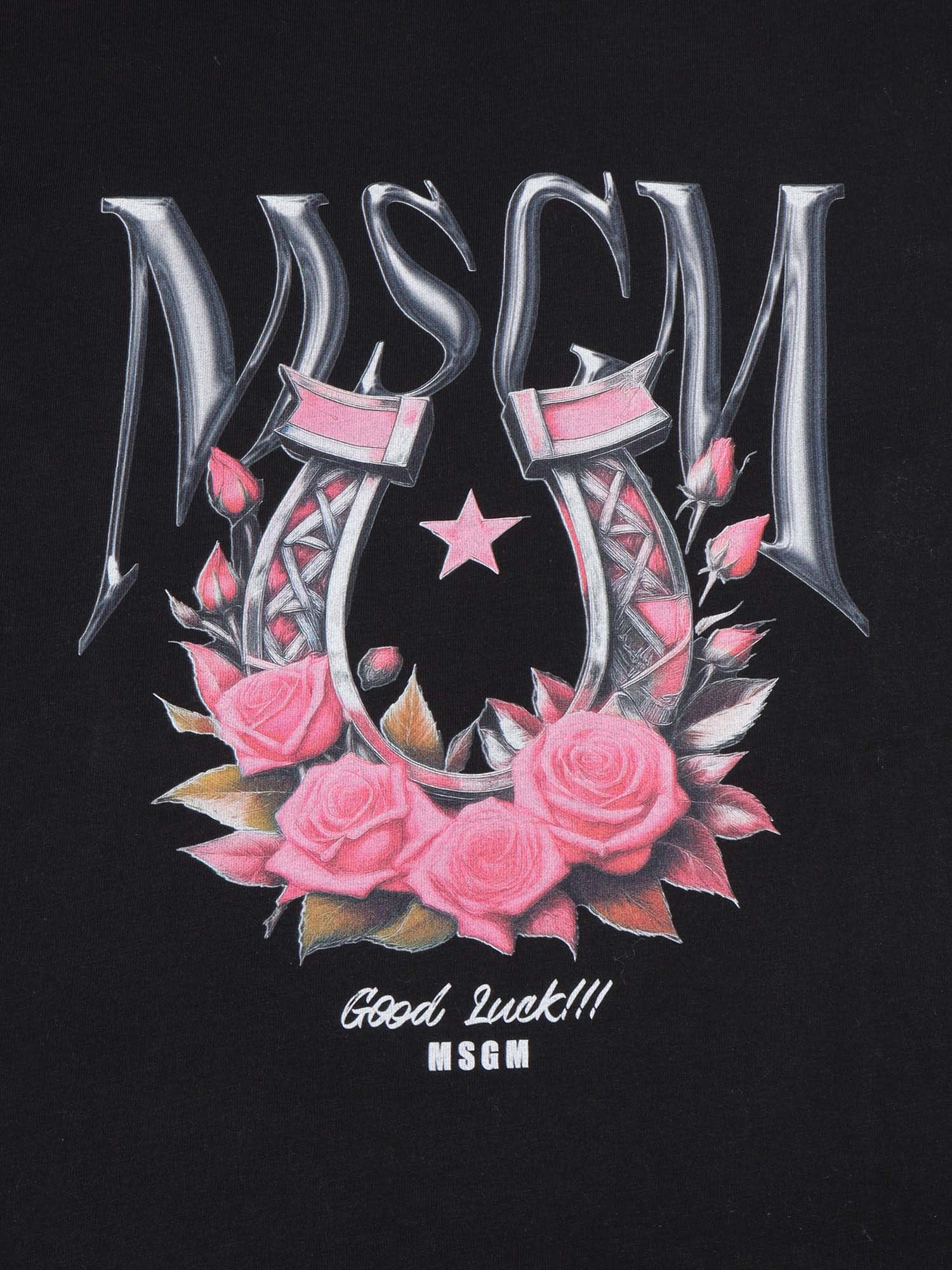 Msgm Jersey T-shirt Girl In Black