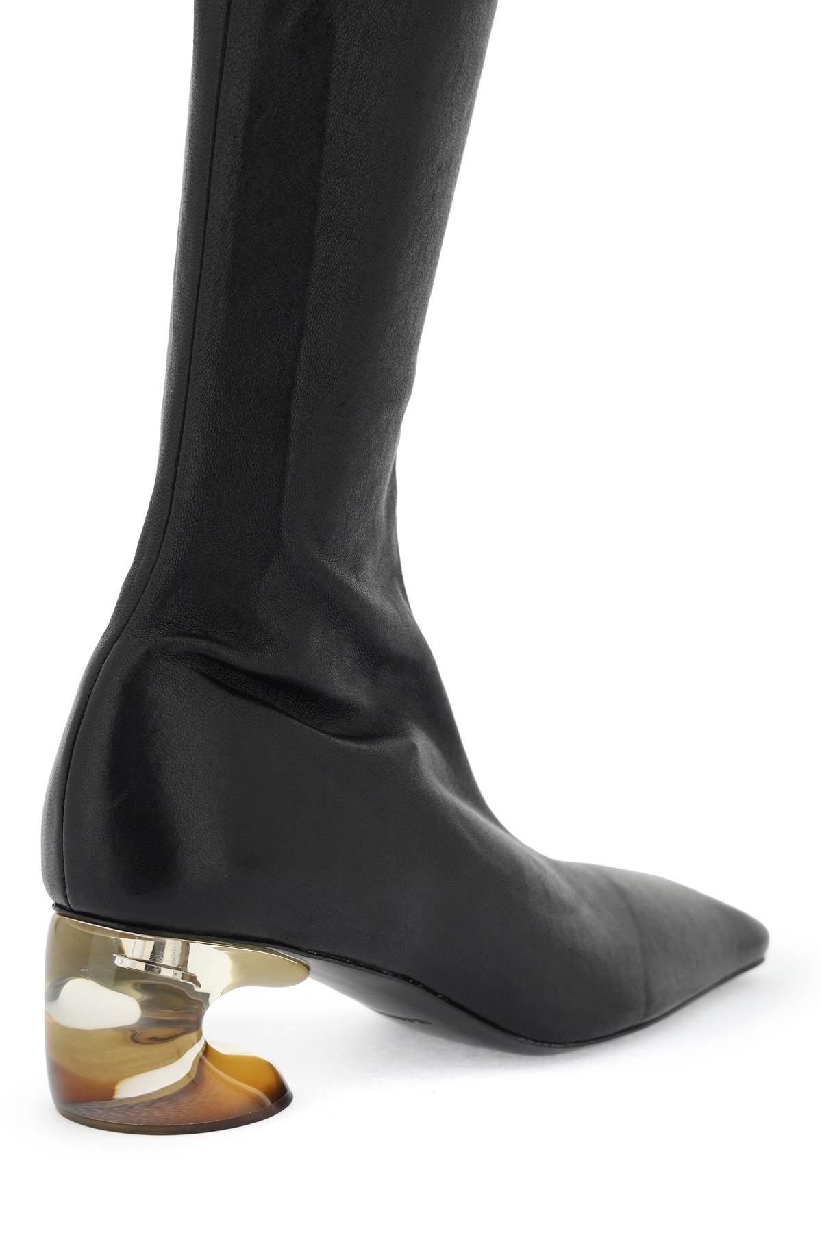 Shop Jil Sander Stretch Leather Boots In Black (black)