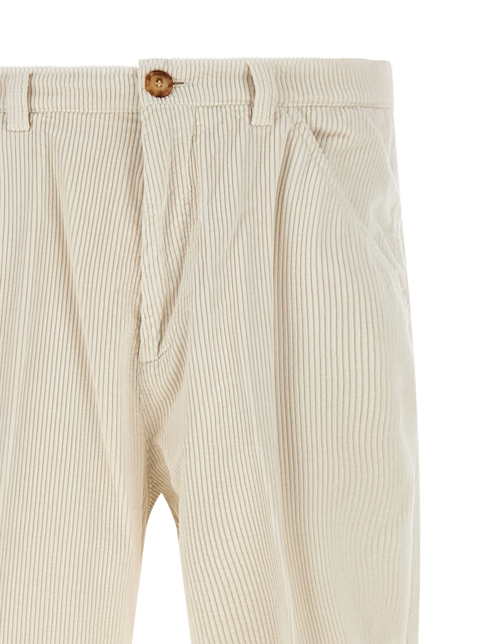 Brunello Cucinelli Corduroy Trousers With Belt Loops And Pockets In Neutral