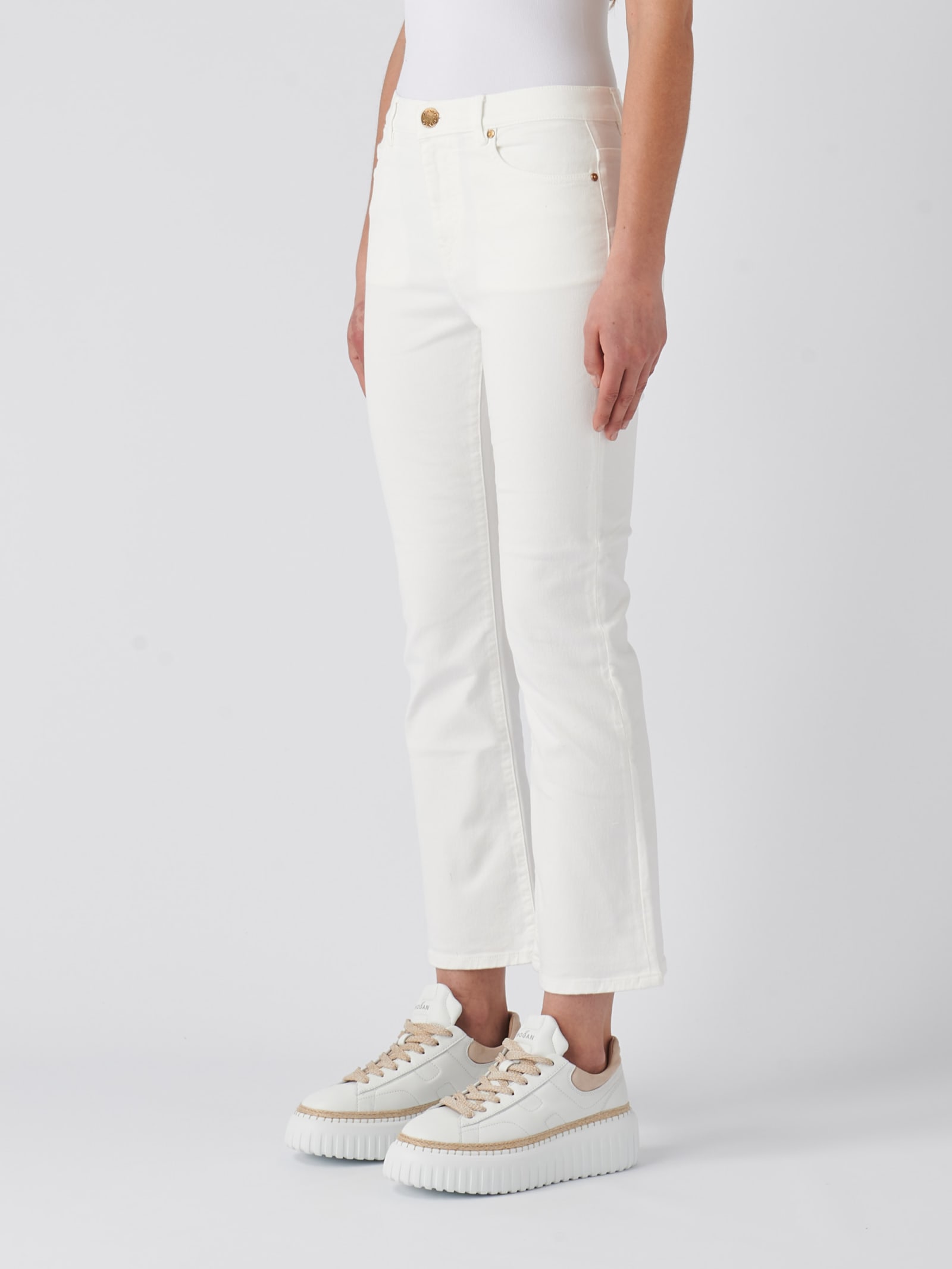 Shop Pinko Brenda Bootcut Jeans In Bianco