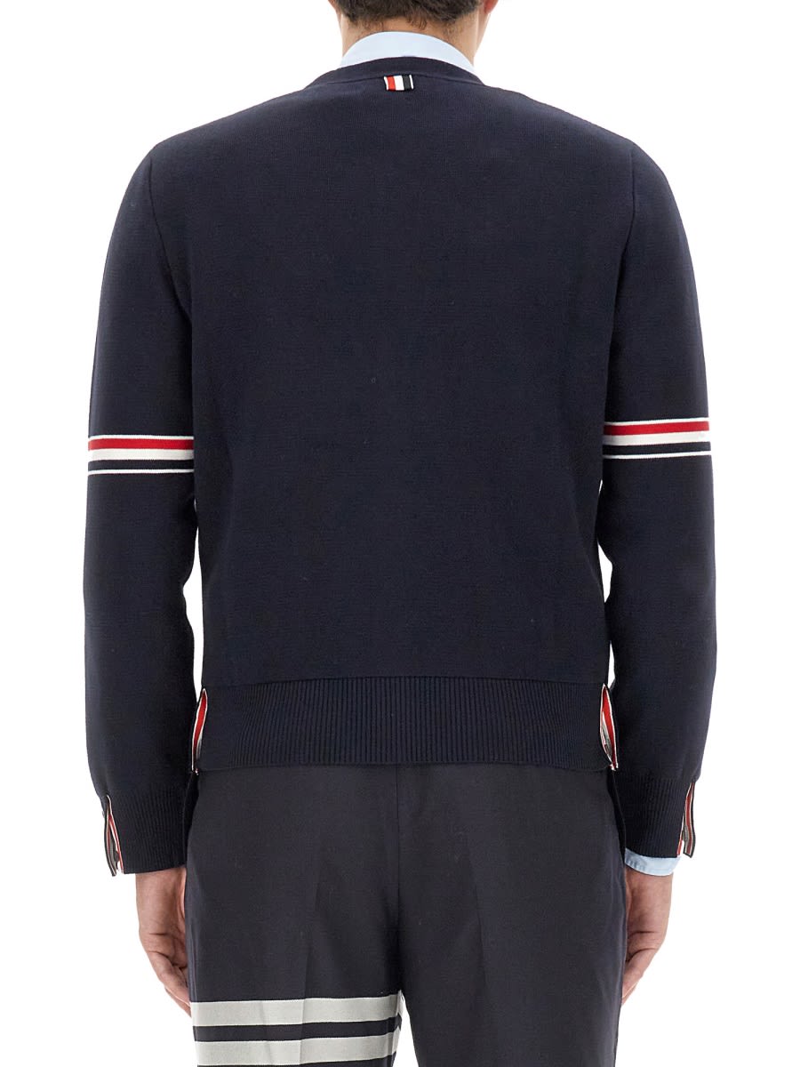 Shop Thom Browne V-neck Cardigan In Blue