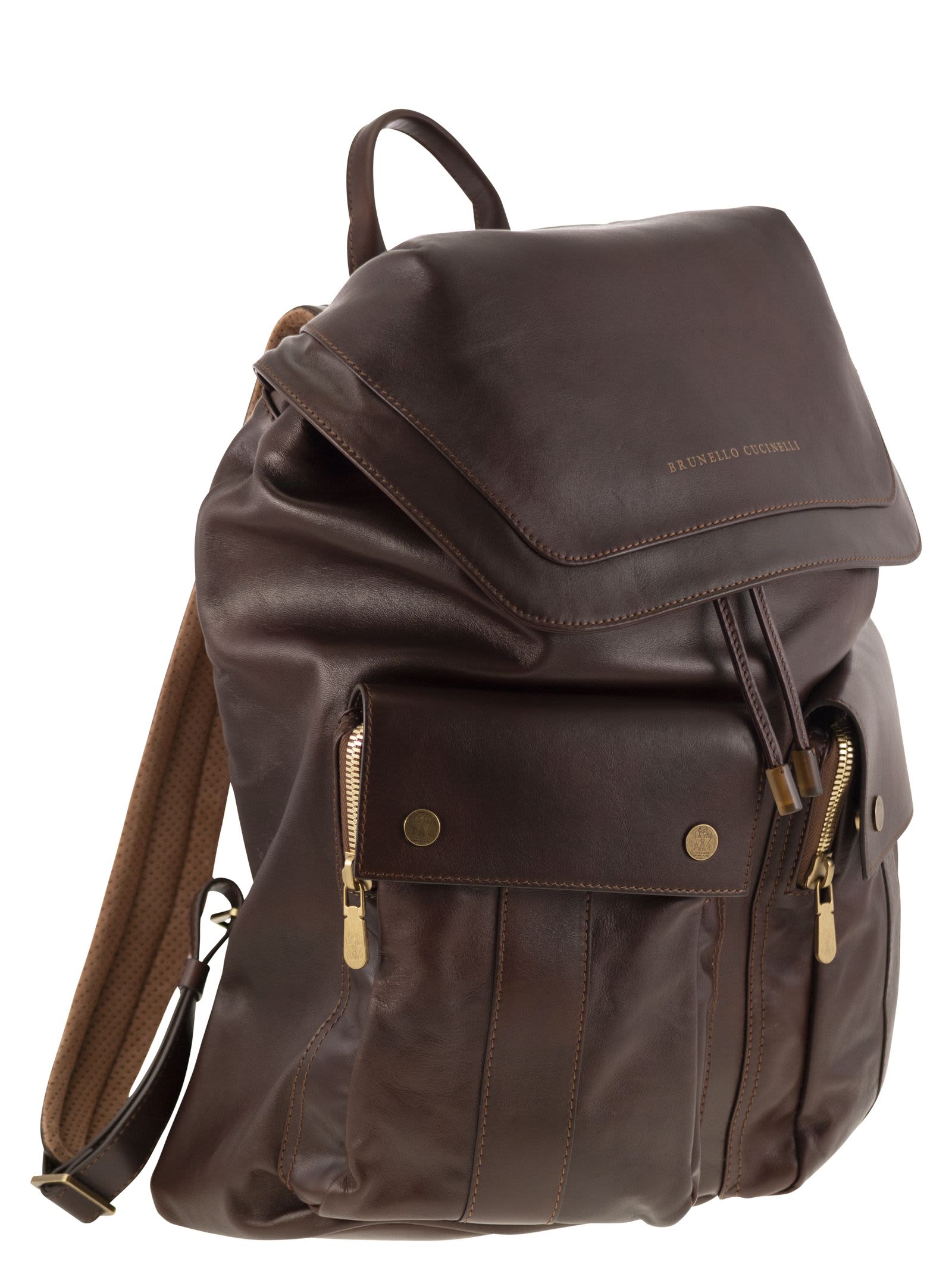 Shop Brunello Cucinelli Leather Backpack In Burgundy