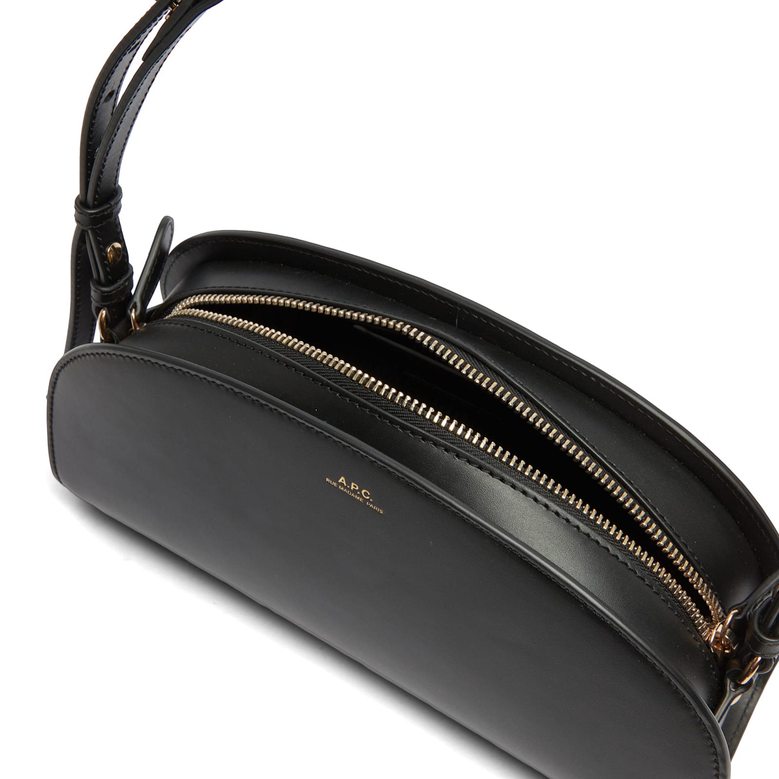 Apc Mini Demi-lune Structured Shoulder Handbag In Lzz Noir