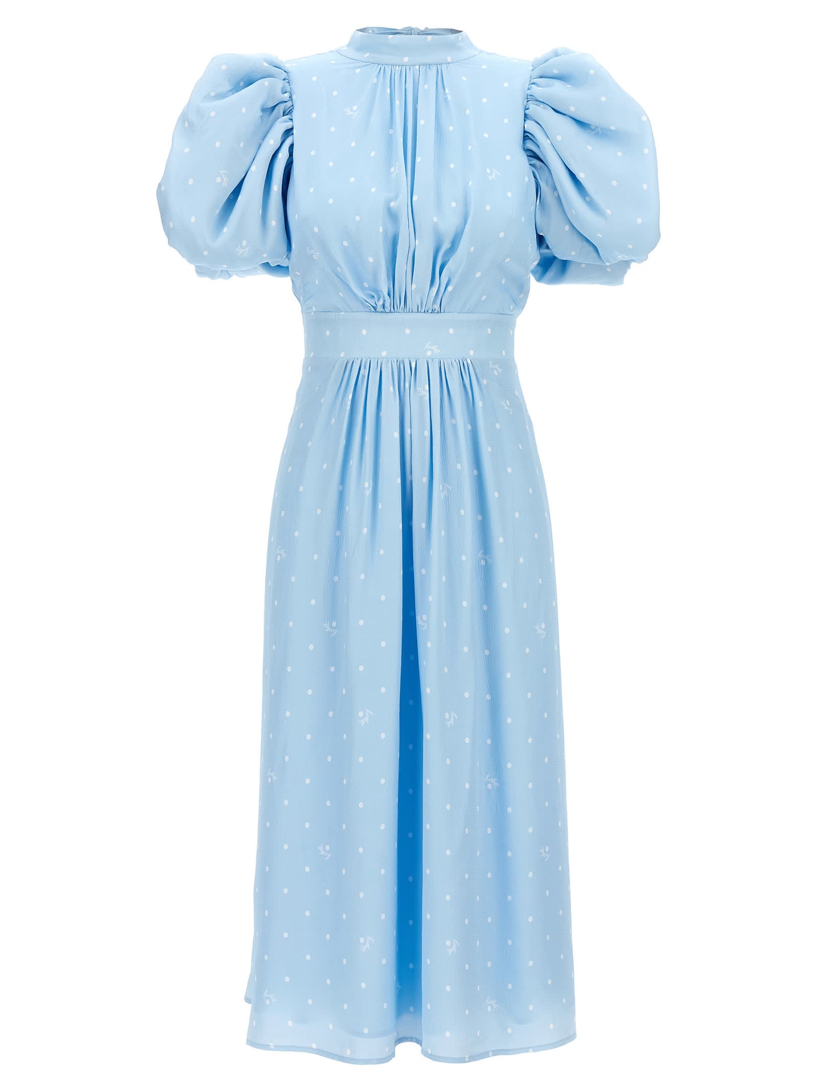 Rotate Birger Christensen Textured Midi Puffy Dress In Light Blue
