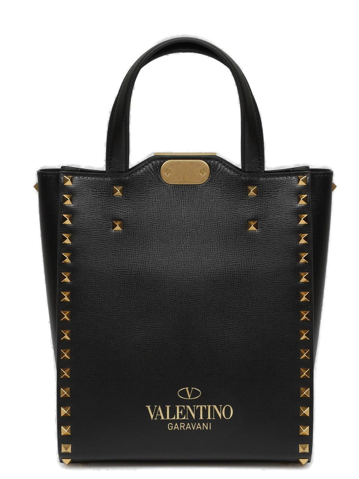 Shop Valentino Garavani Rockstud Small Alcove Tote Bag In Nero