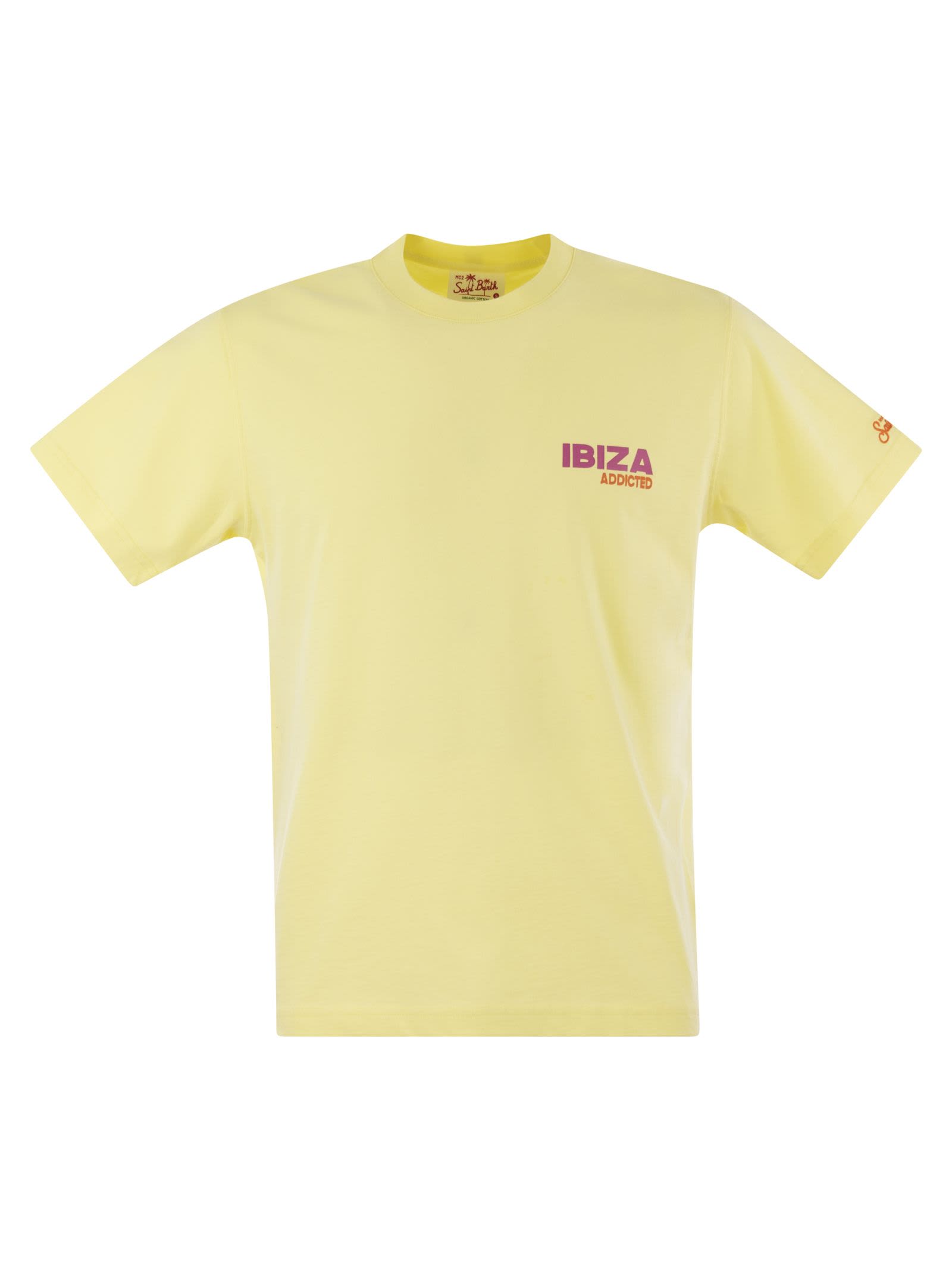 Mc2 Saint Barth T-shirt With Print On Chest And Back In Yellow