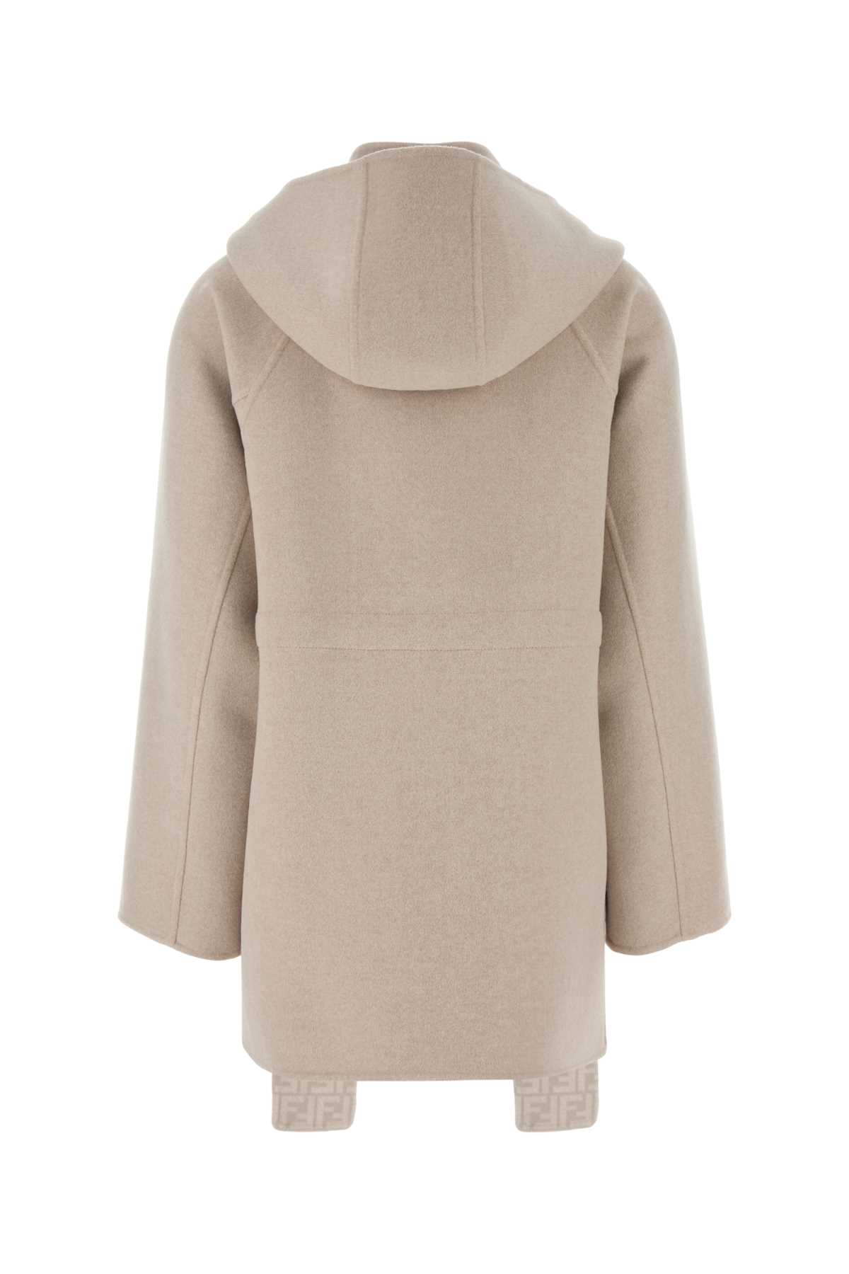 Fendi Sand Wool Blend Parka In Neutral