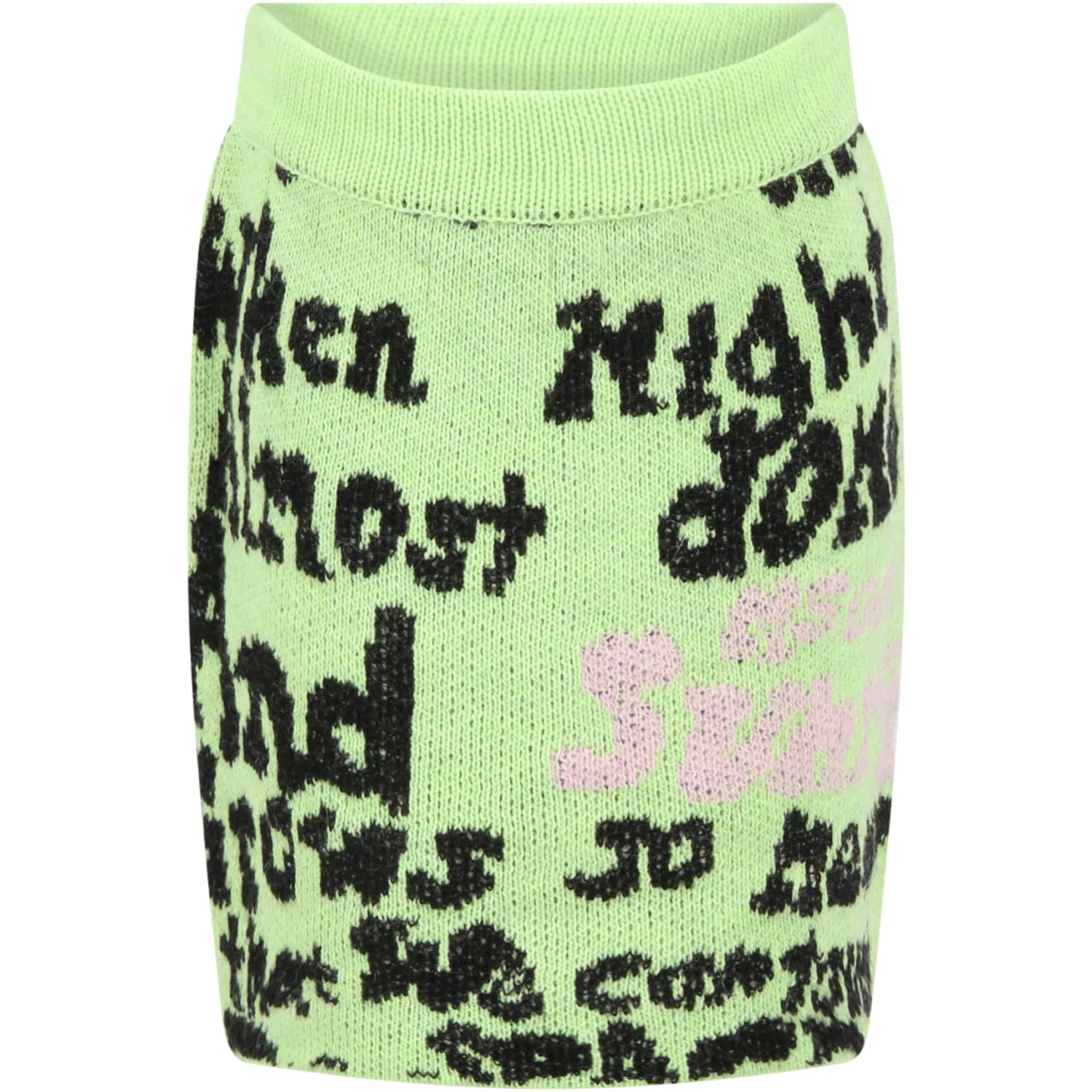 MSGM Green Skirt For Girl With Writings