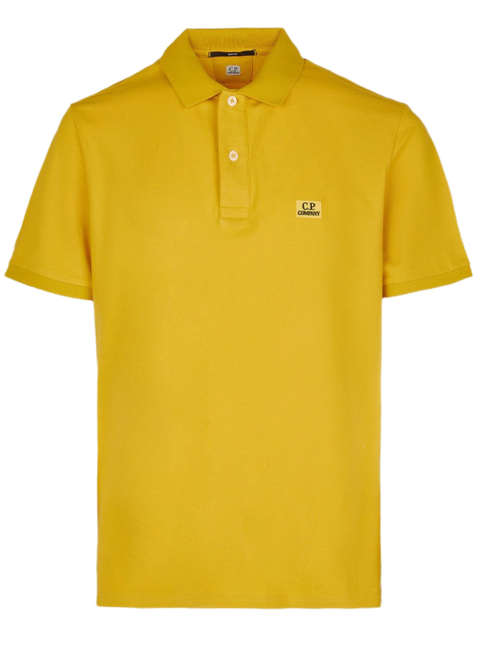 C.P. Company Yellow Stretch Pique Slim Fit Logo Polo