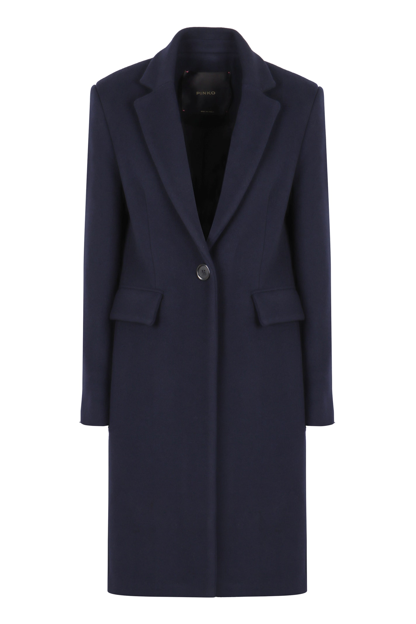 Shop Pinko Cambogia Single-breasted Wool Coat In Blue