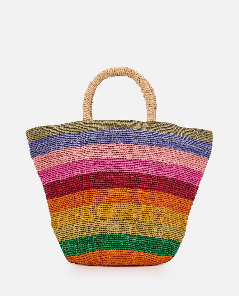 Striped Raffia Tote Bag