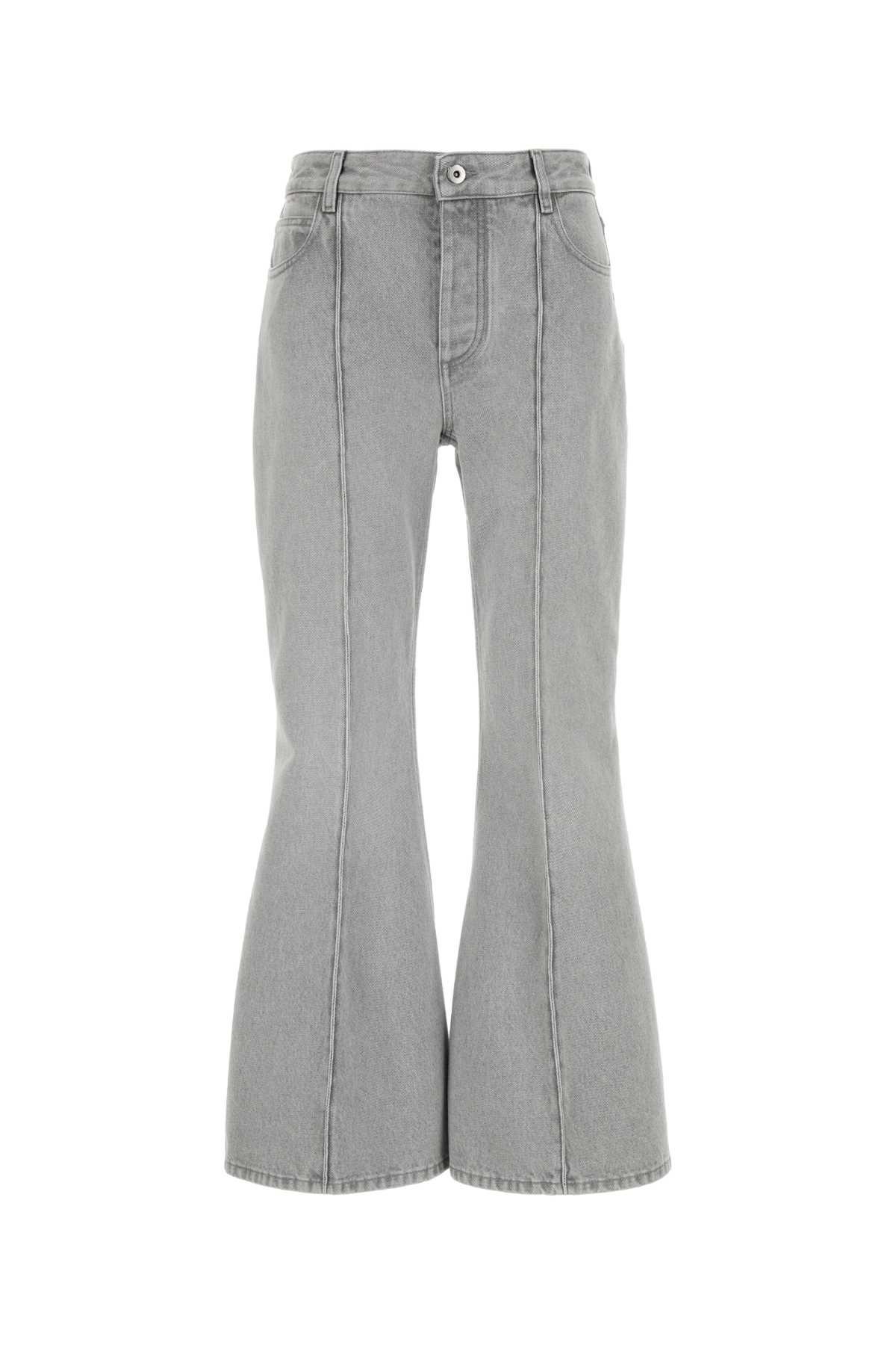 Shop Bottega Veneta Grey Denim Jeans In Lightgrey