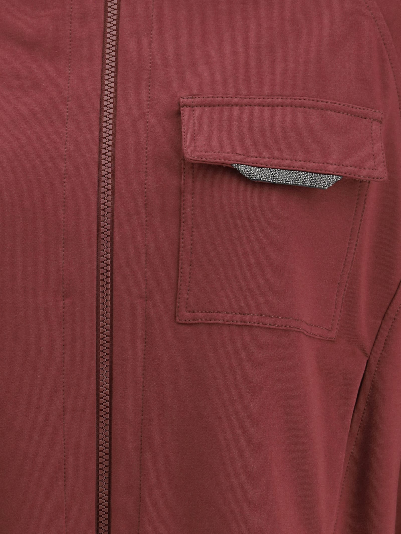Brunello Cucinelli Shiny Flap Detail Sweatshirt Bordeaux In Burgundy