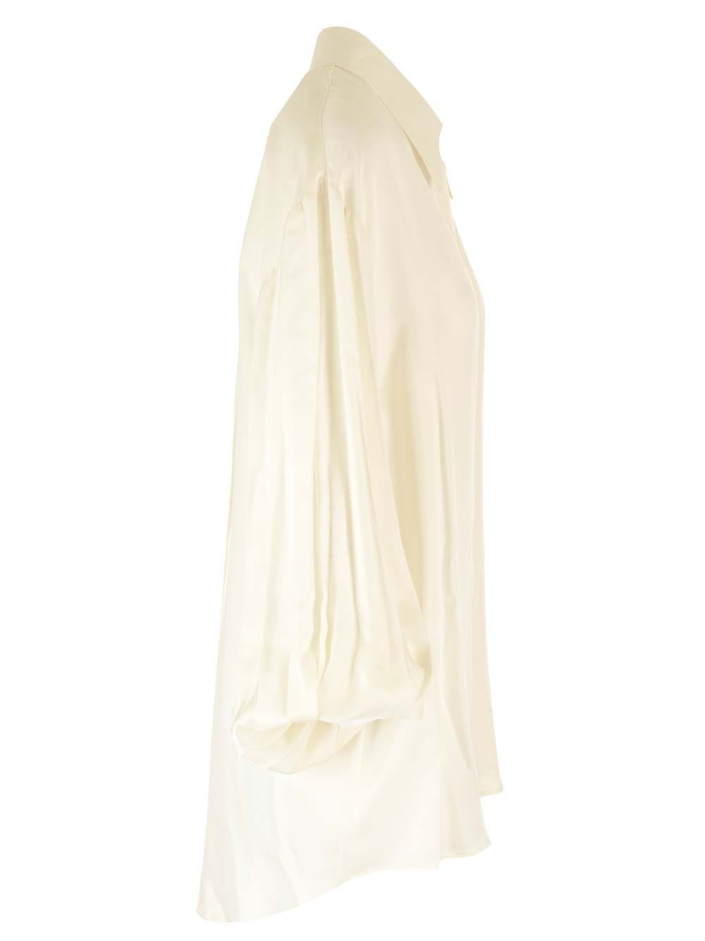 Shop Khaite Satin Long Shirt In White