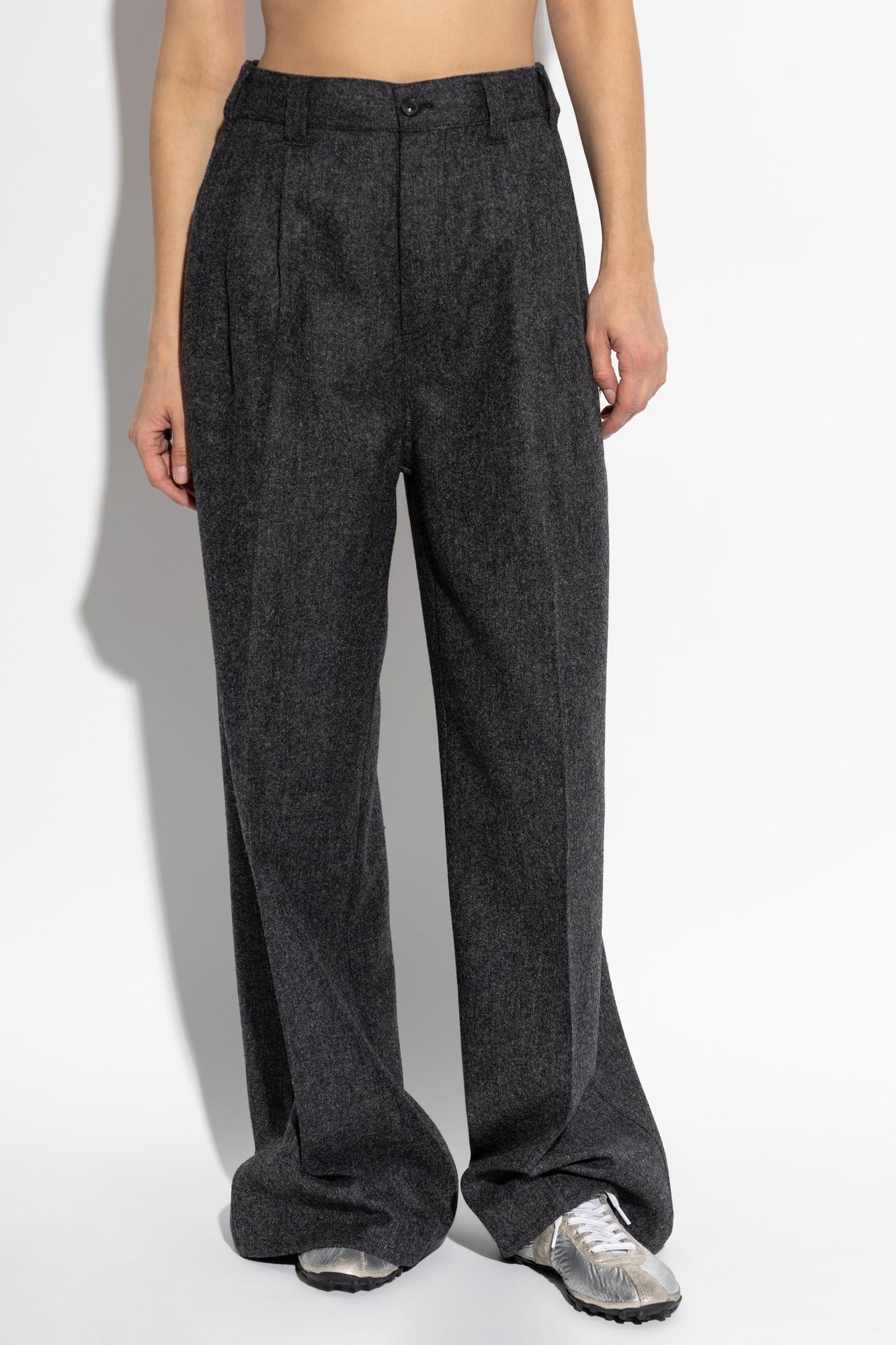 Mm6 Maison Margiela Maison Margiela Wool Trousers With Pleats In Black