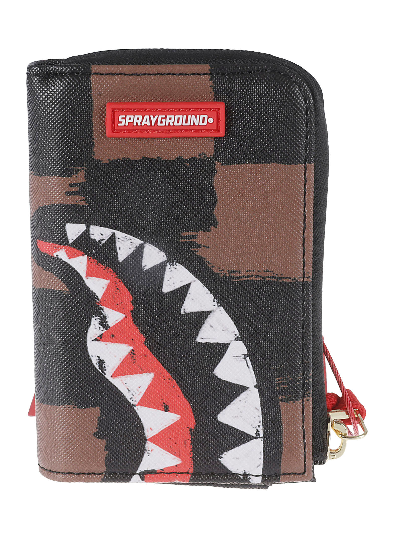 Sprayground Shark Zip-around Wallet In Brown